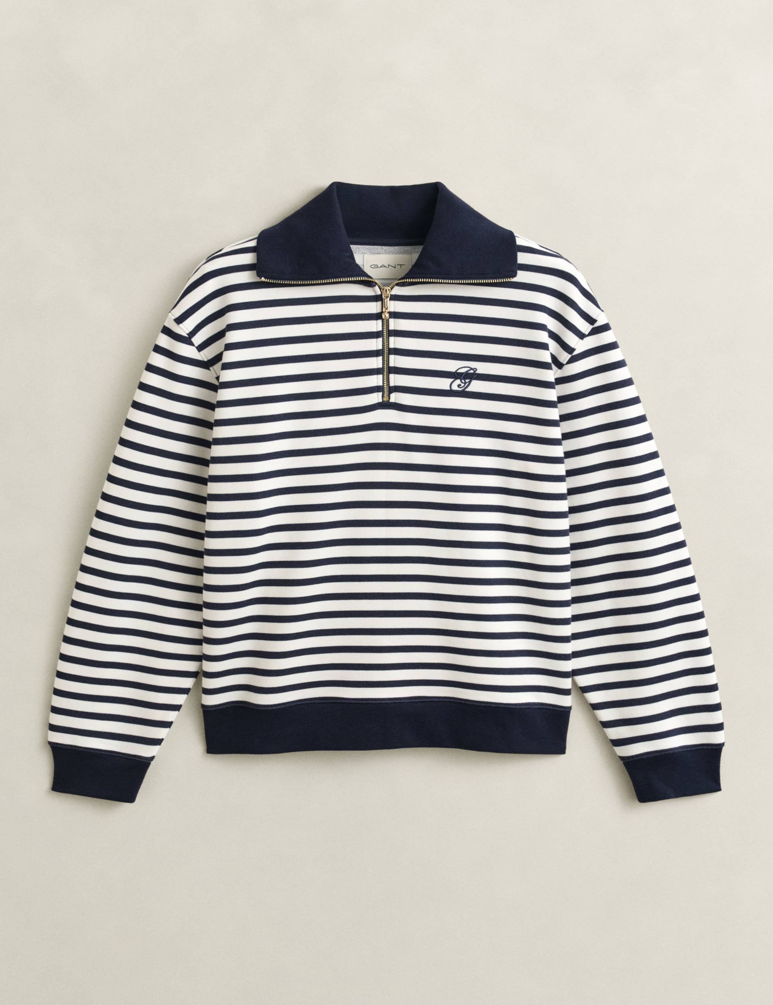 Pure Cotton Striped Half Zip Sweatshirt 2 of 6