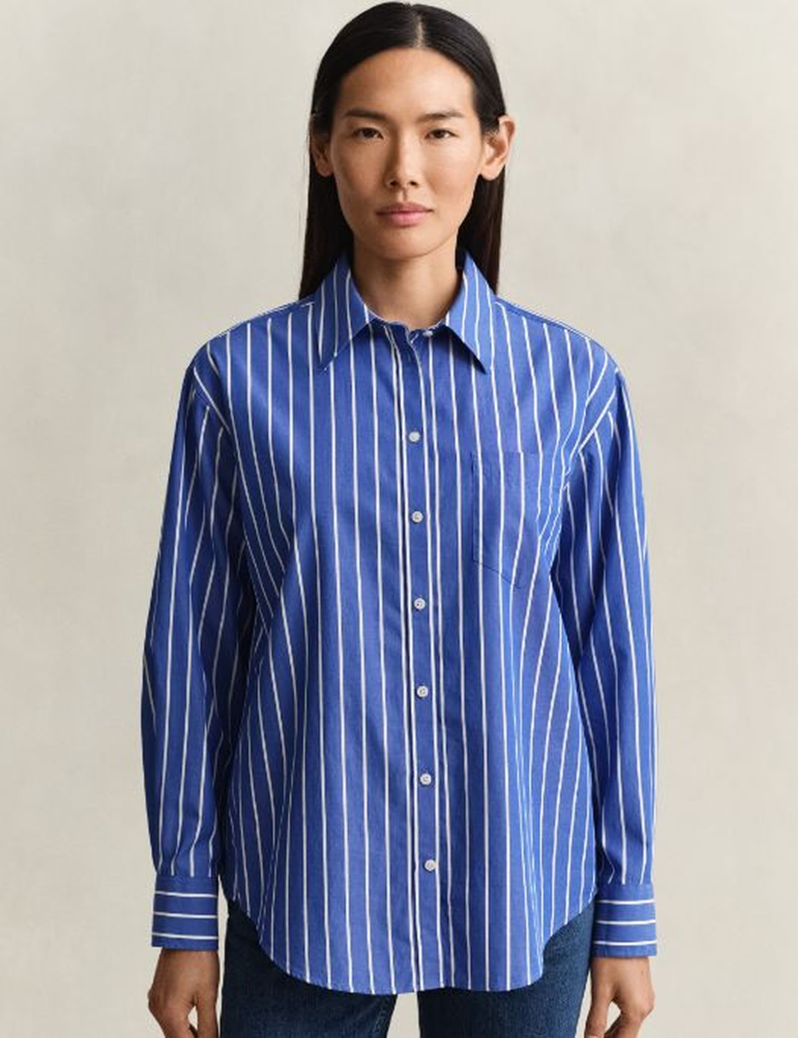 Relaxed Fit Classic Striped Poplin Shirt 1 of 8