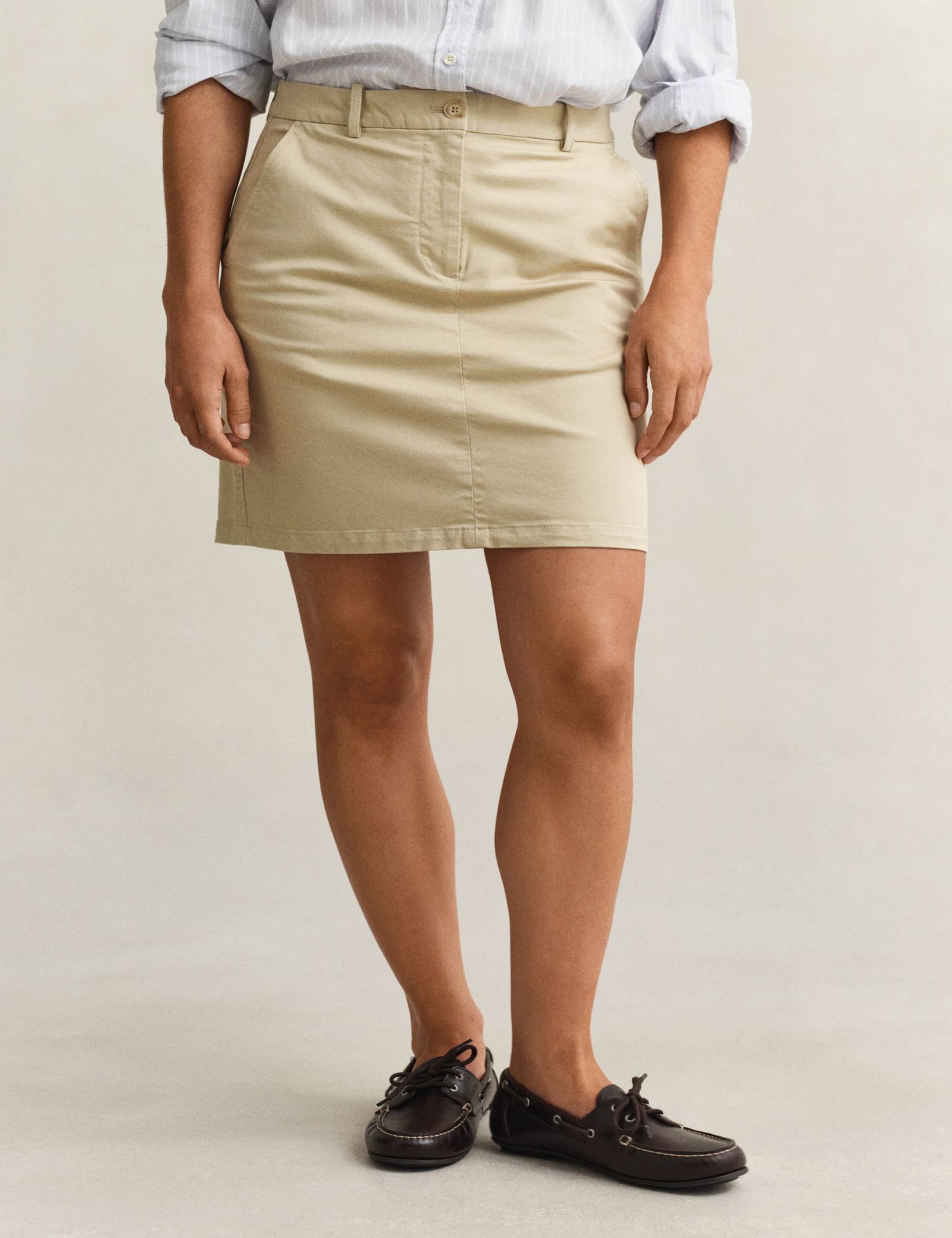 Cotton Rich Knee Length A-Line Skirt 1 of 6