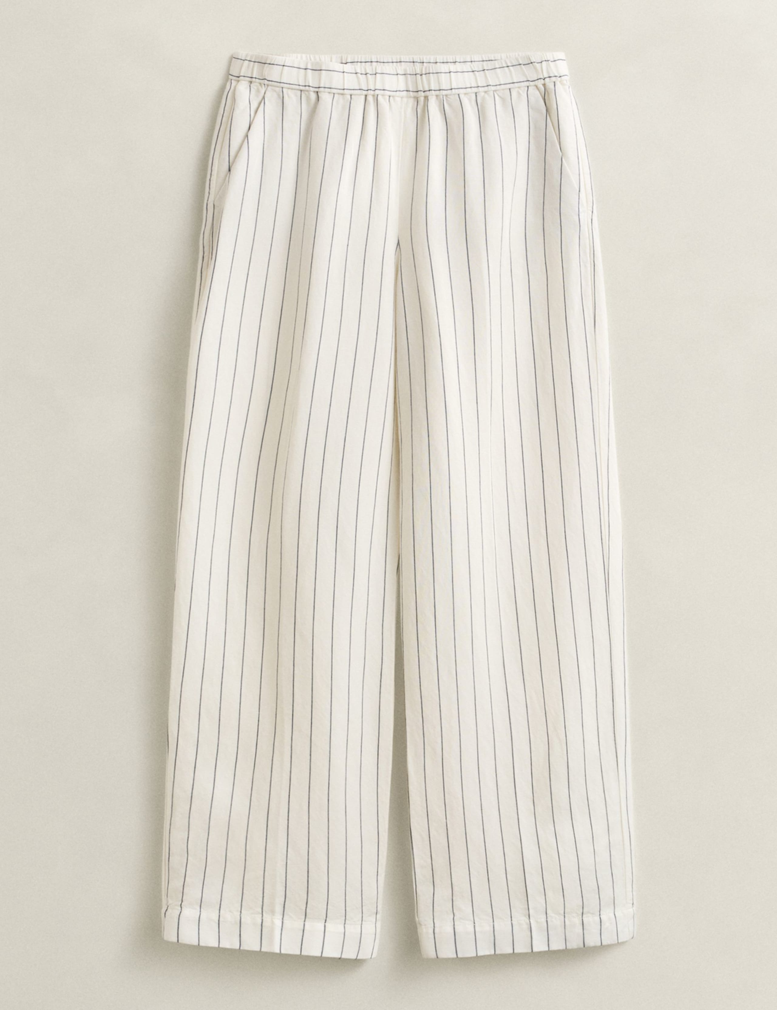 Linen Blend Striped Wide Leg Trousers 2 of 2