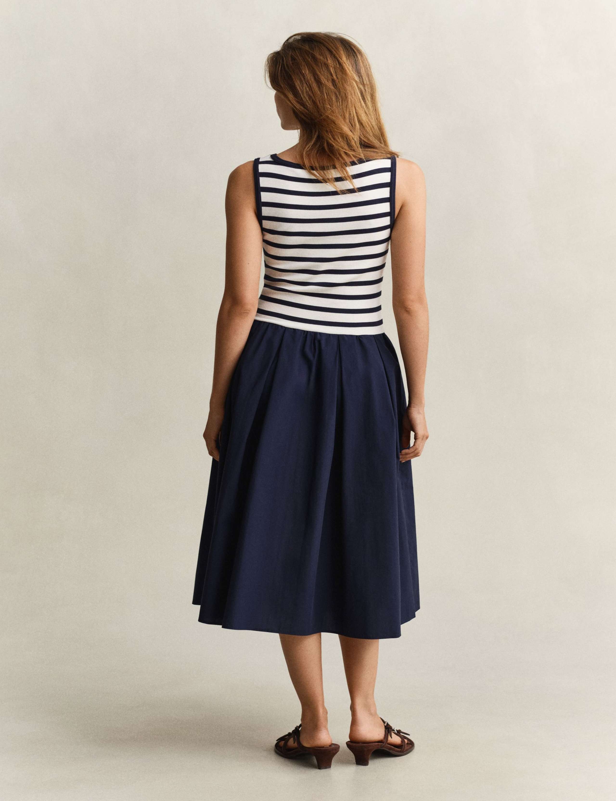 Cotton Modal Striped Crew Neck Skater Dress 5 of 6