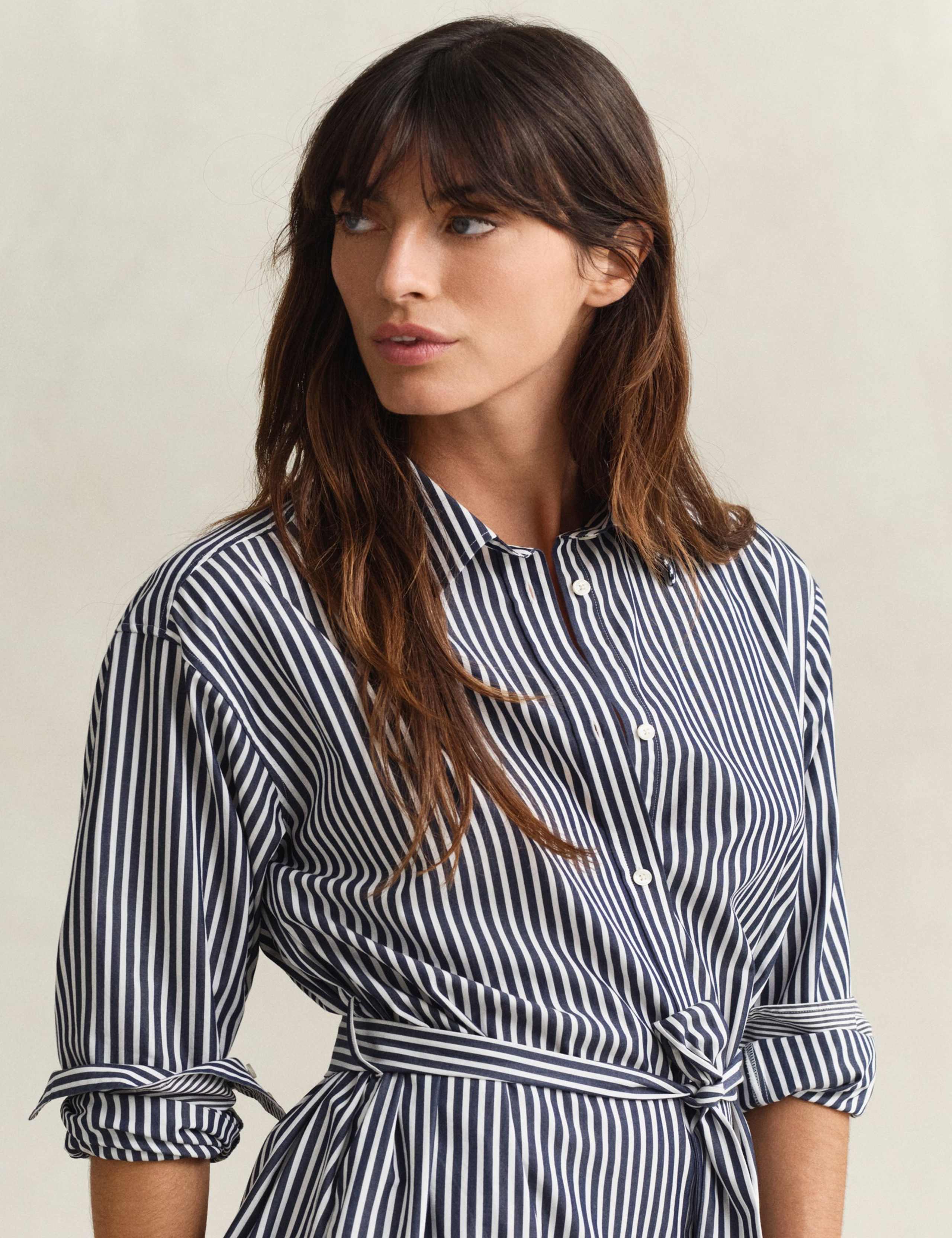 Pure Cotton Poplin Striped Midi Shirt Dress 4 of 8