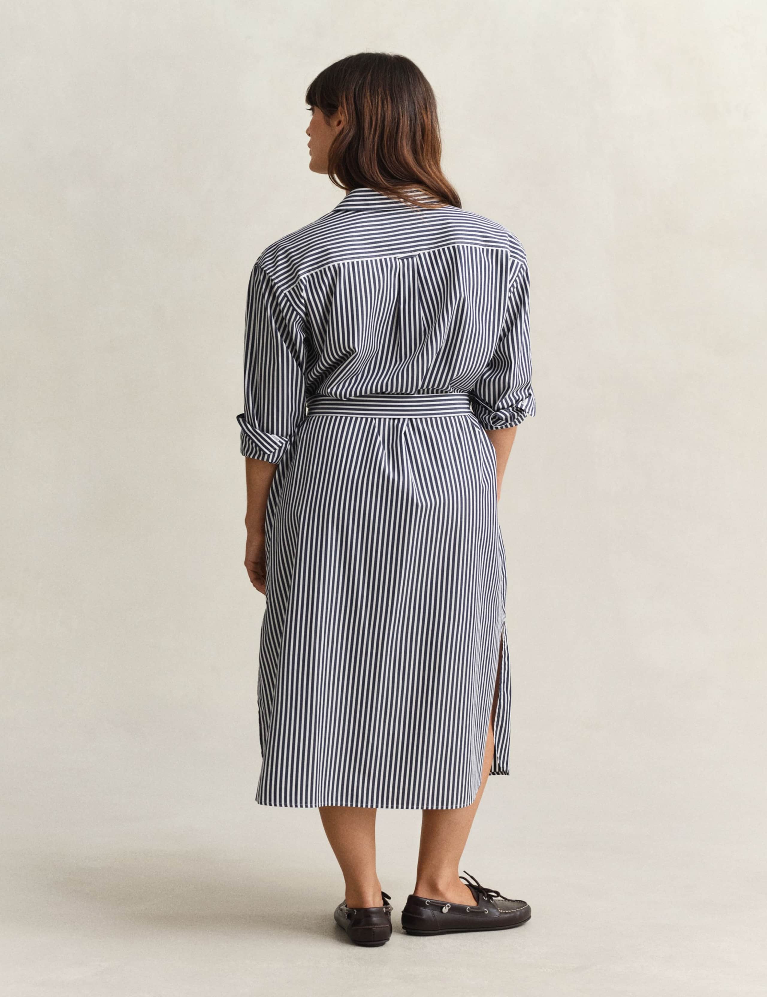 Pure Cotton Poplin Striped Midi Shirt Dress 8 of 8