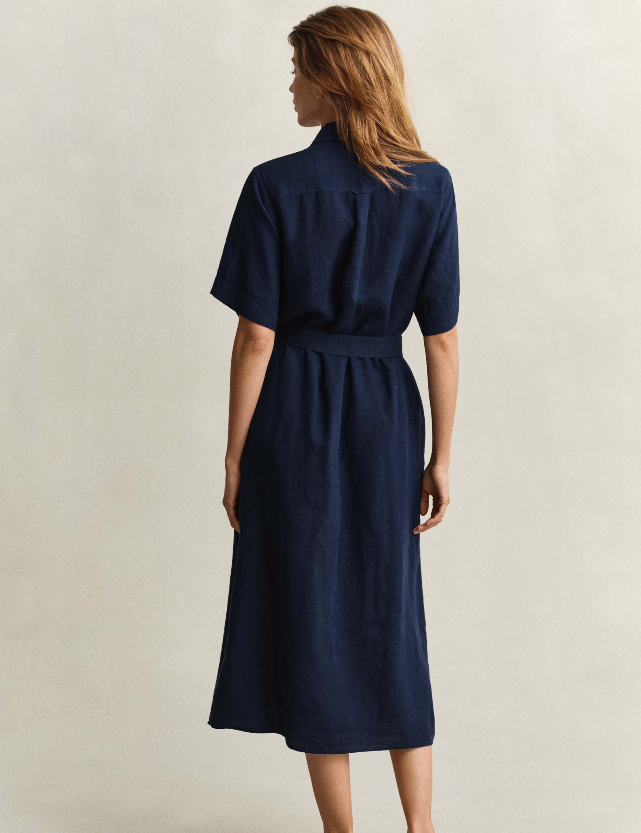 Pure Linen Button Through Midi Shirt Dress 3 of 8