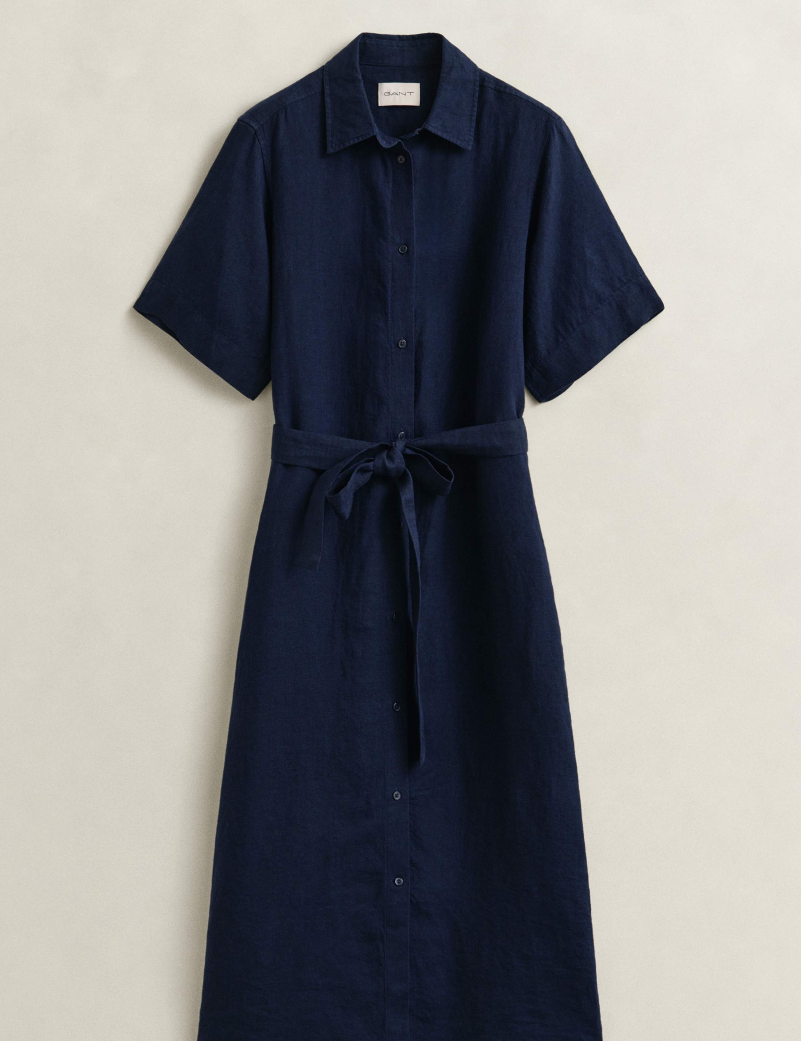 Pure Linen Button Through Midi Shirt Dress 6 of 8