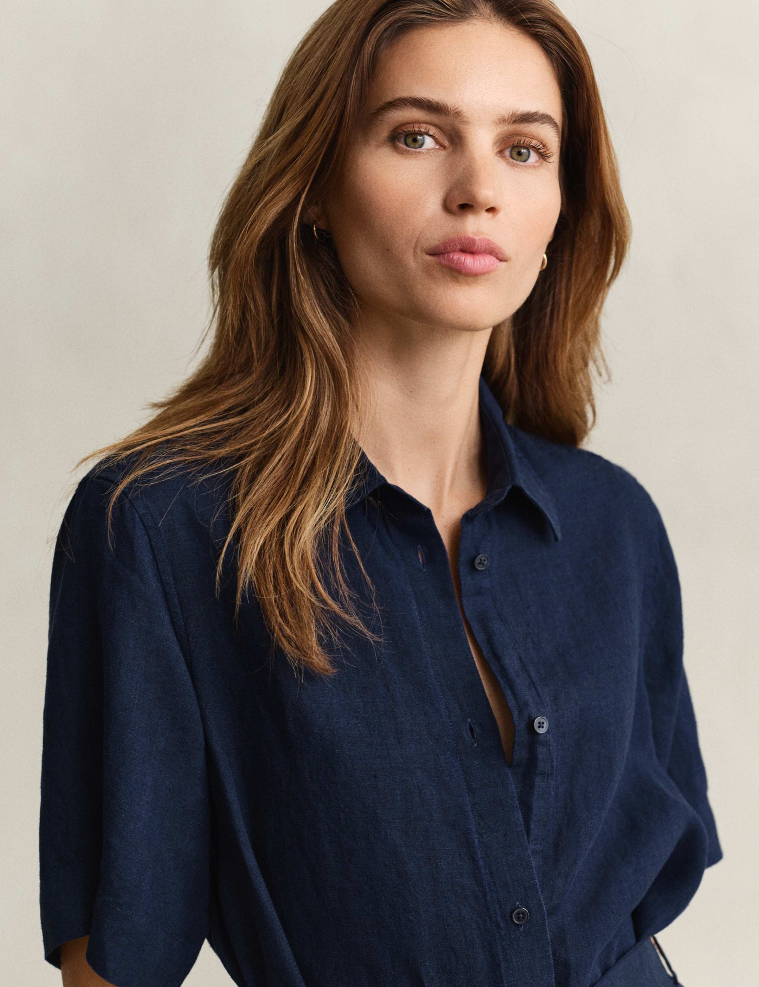 Pure Linen Button Through Midi Shirt Dress 7 of 8