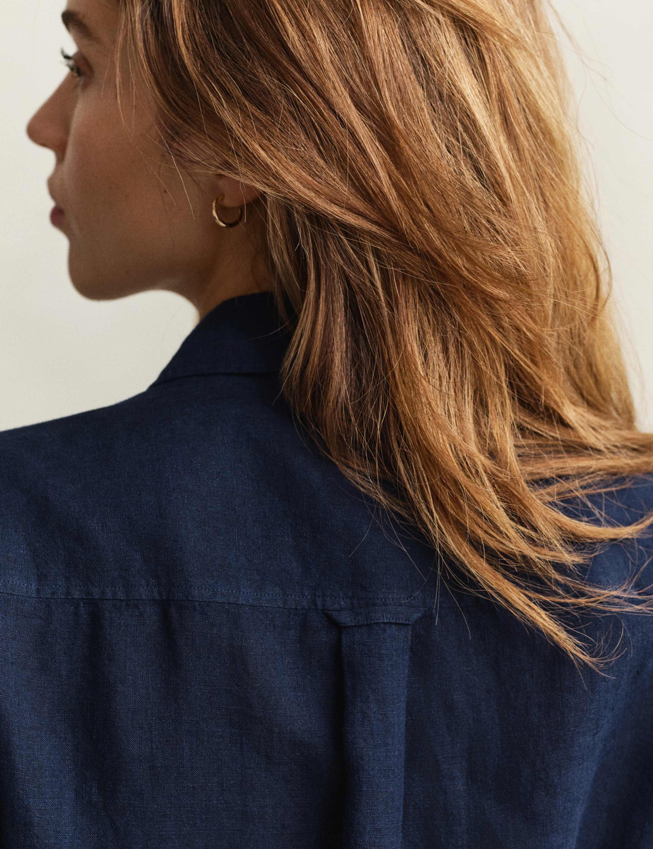 Pure Linen Button Through Midi Shirt Dress 8 of 8