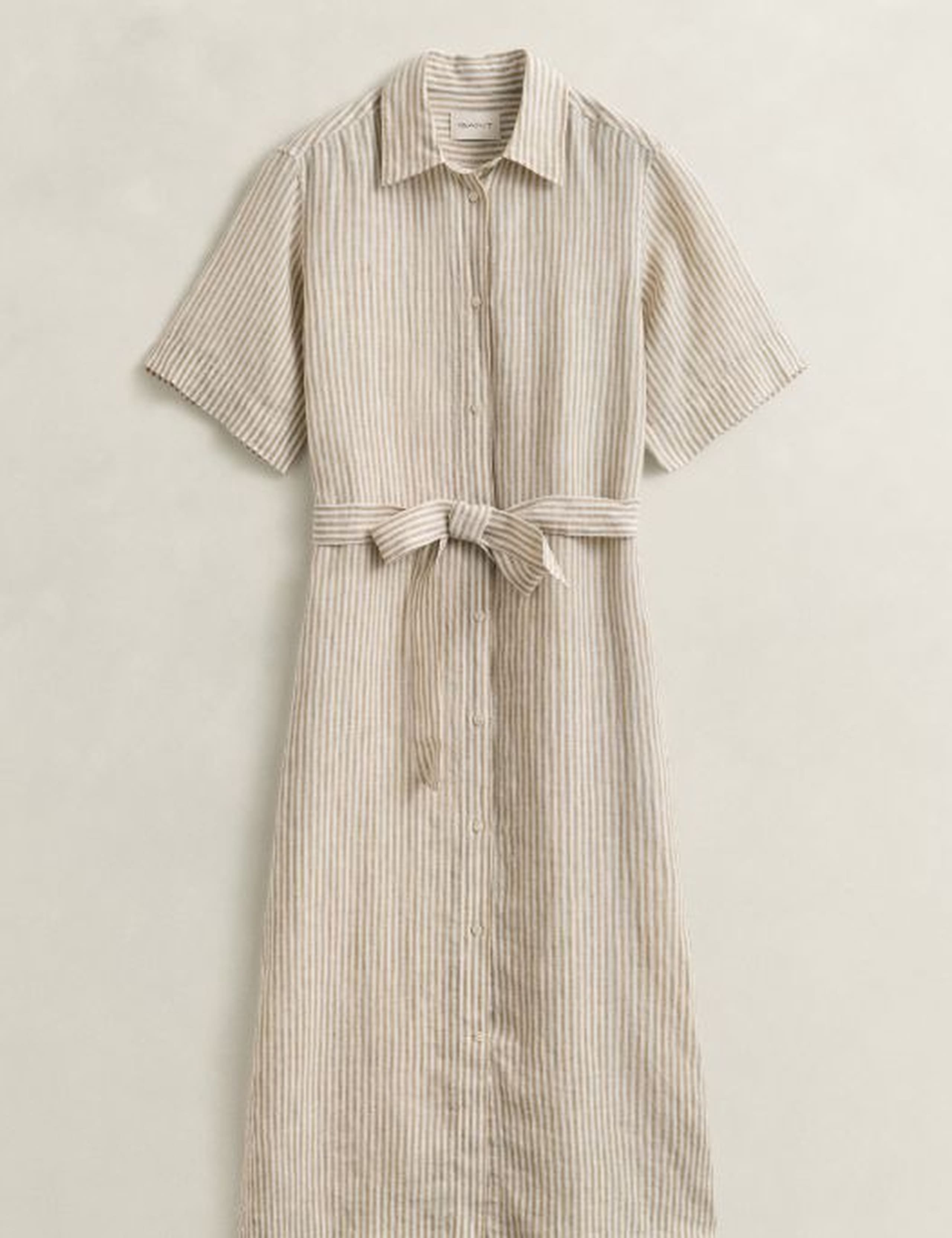 Pure Linen Striped Midi Shirt Dress 2 of 5