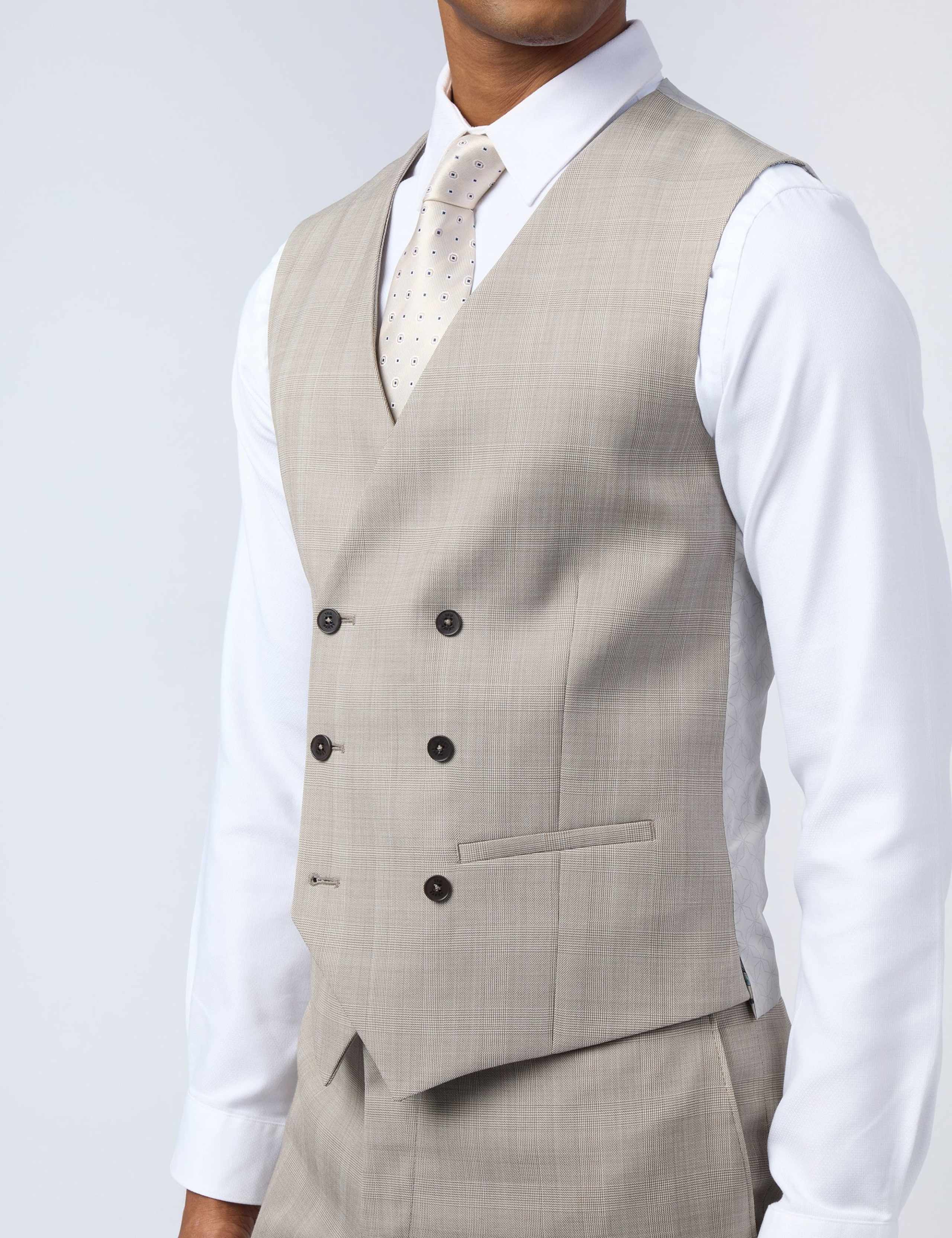Slim Fit Wool Blend Check Waistcoat 2 of 2