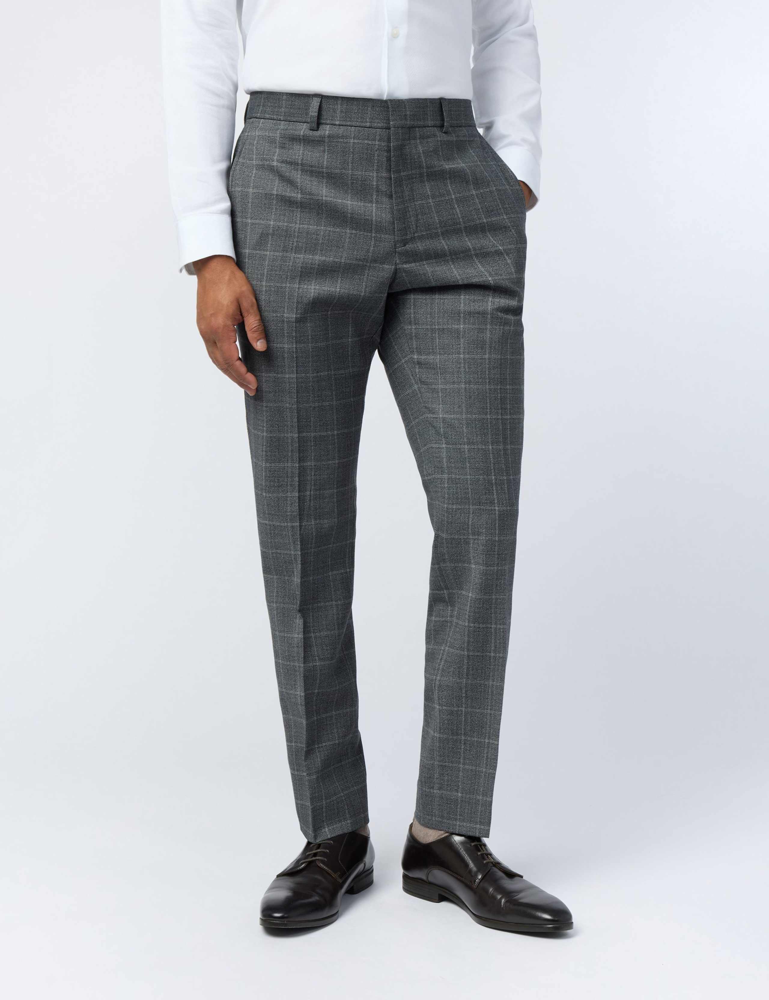Slim Fit Wool Rich Check Trousers 1 of 3