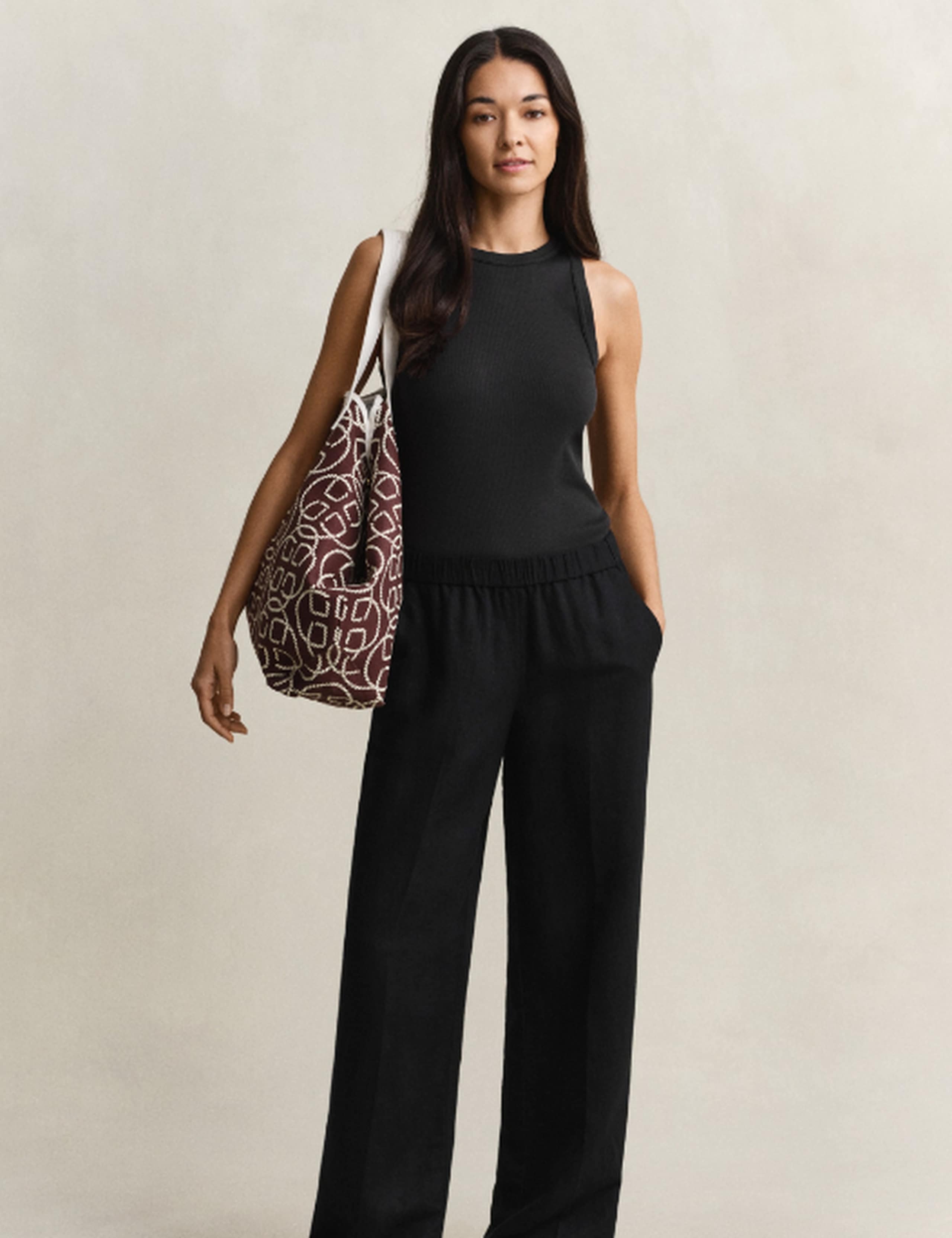 Linen Blend Wide Leg Trousers 4 of 6