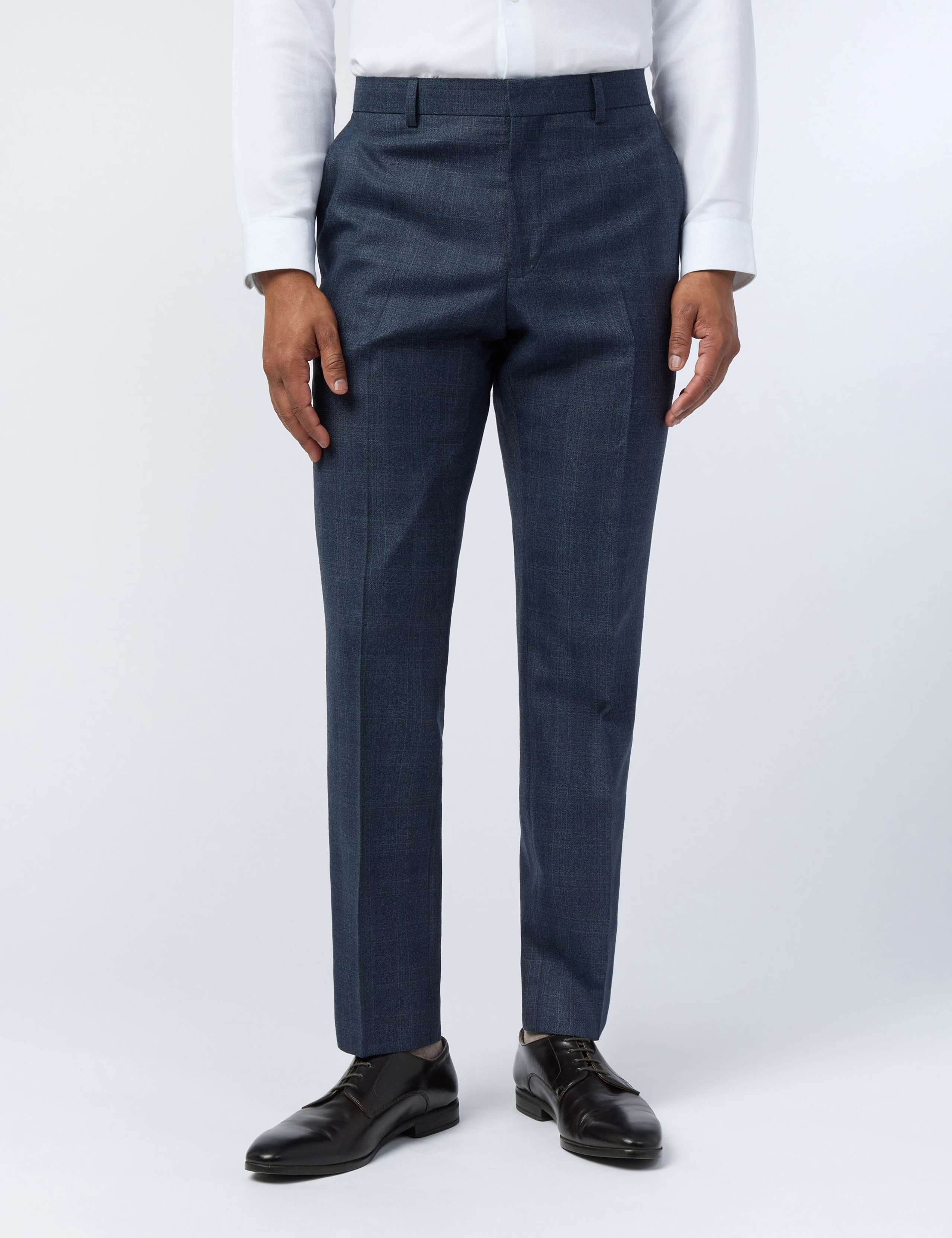 Slim Fit Wool Rich Check Performance Trousers 1 of 4