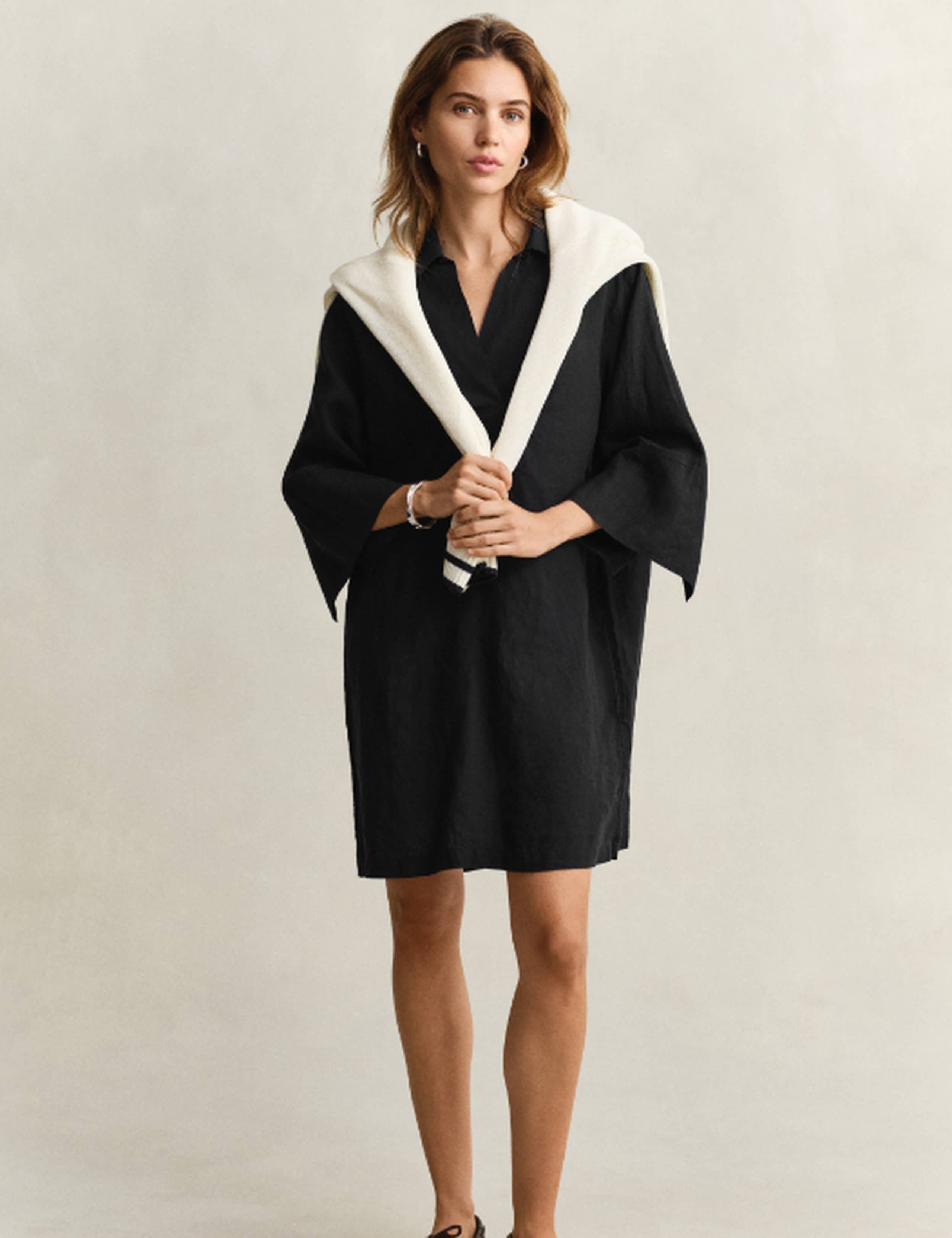 Pure Linen Knee Length Shift Dress 4 of 5