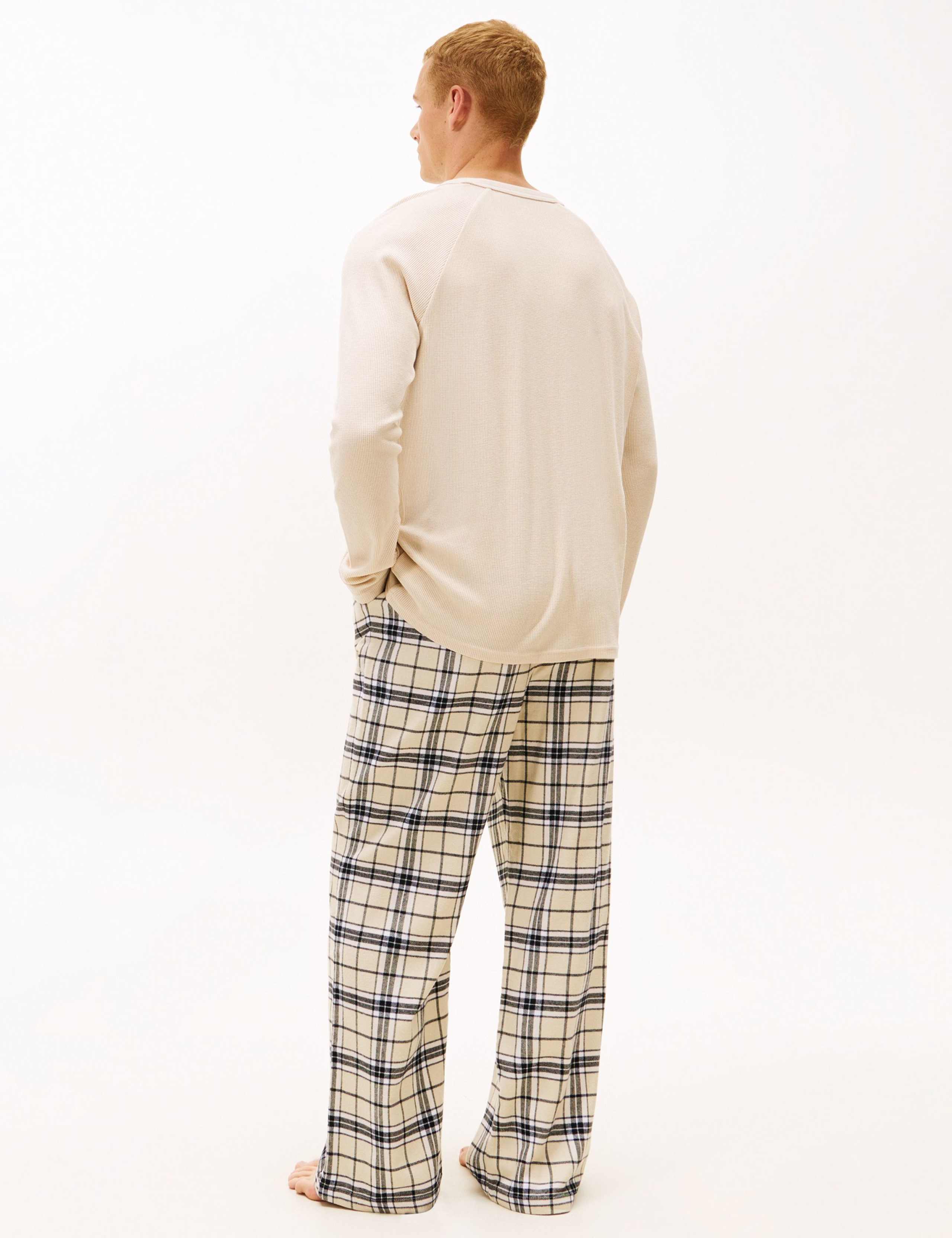 Pure Cotton Checked Elasticated Pyjama Set 3 of 6