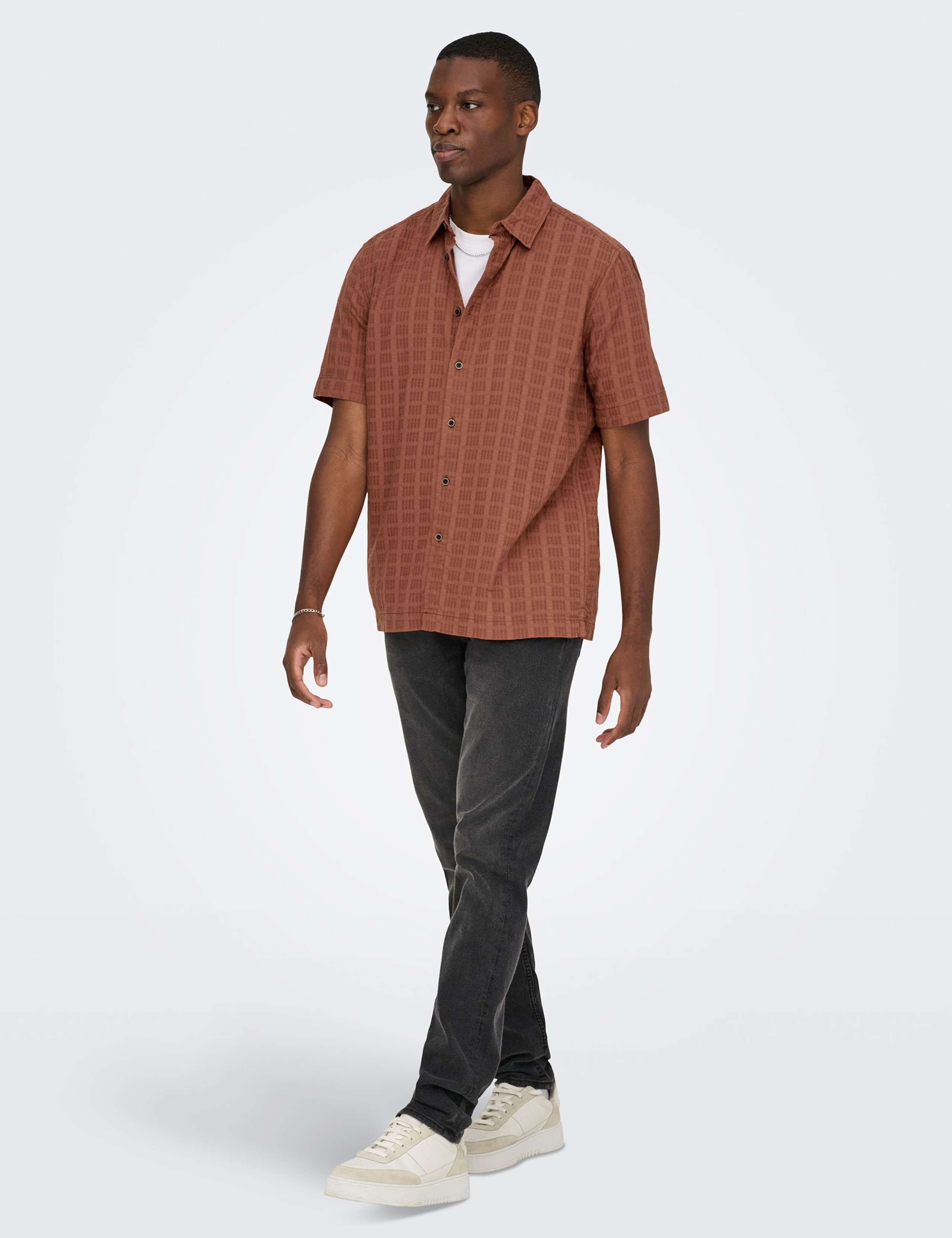 Regular Fit Textured Short Sleeve Shirt 3 of 5