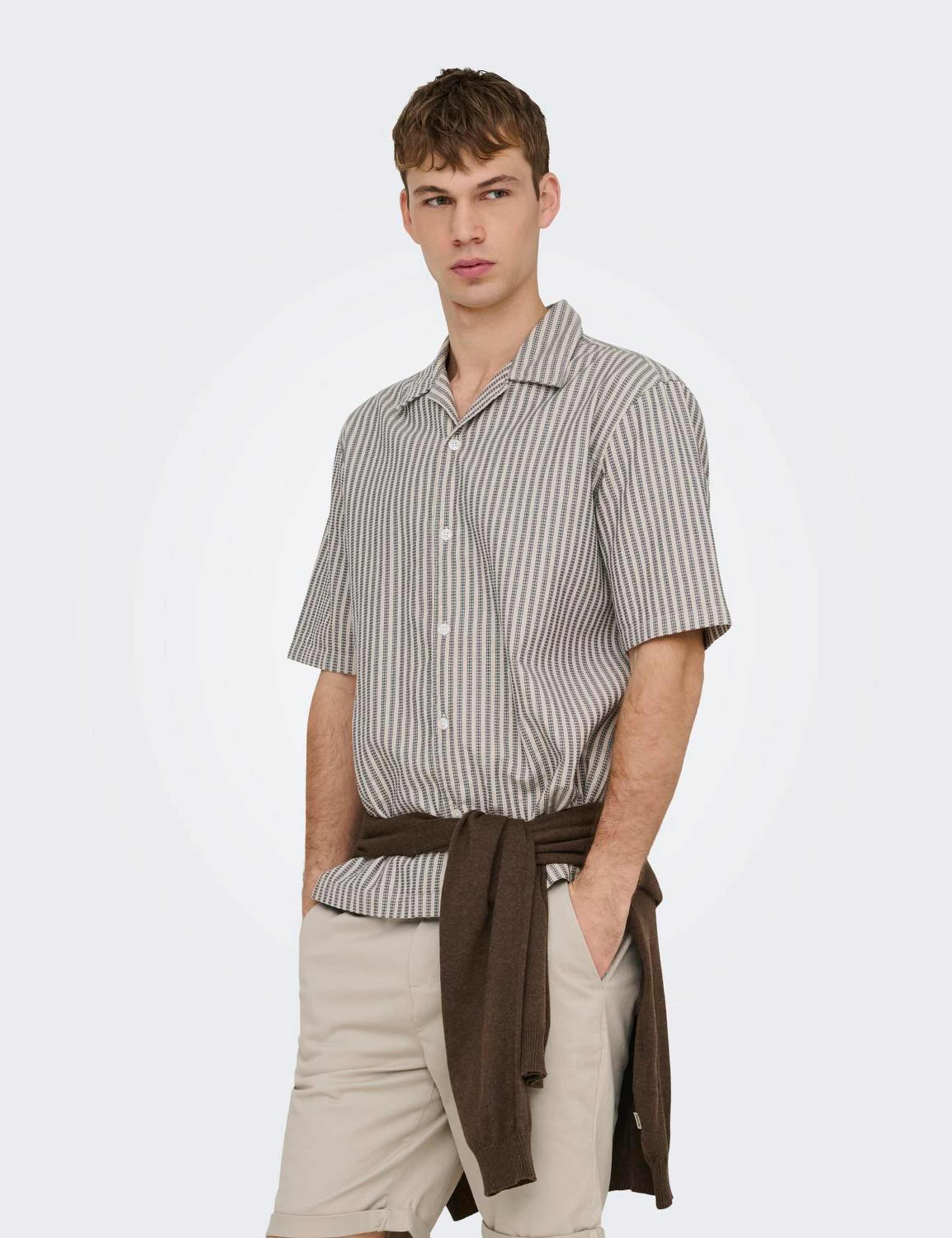 Onsroberts Regular Fit Pure Cotton Striped Shirt 4 of 5