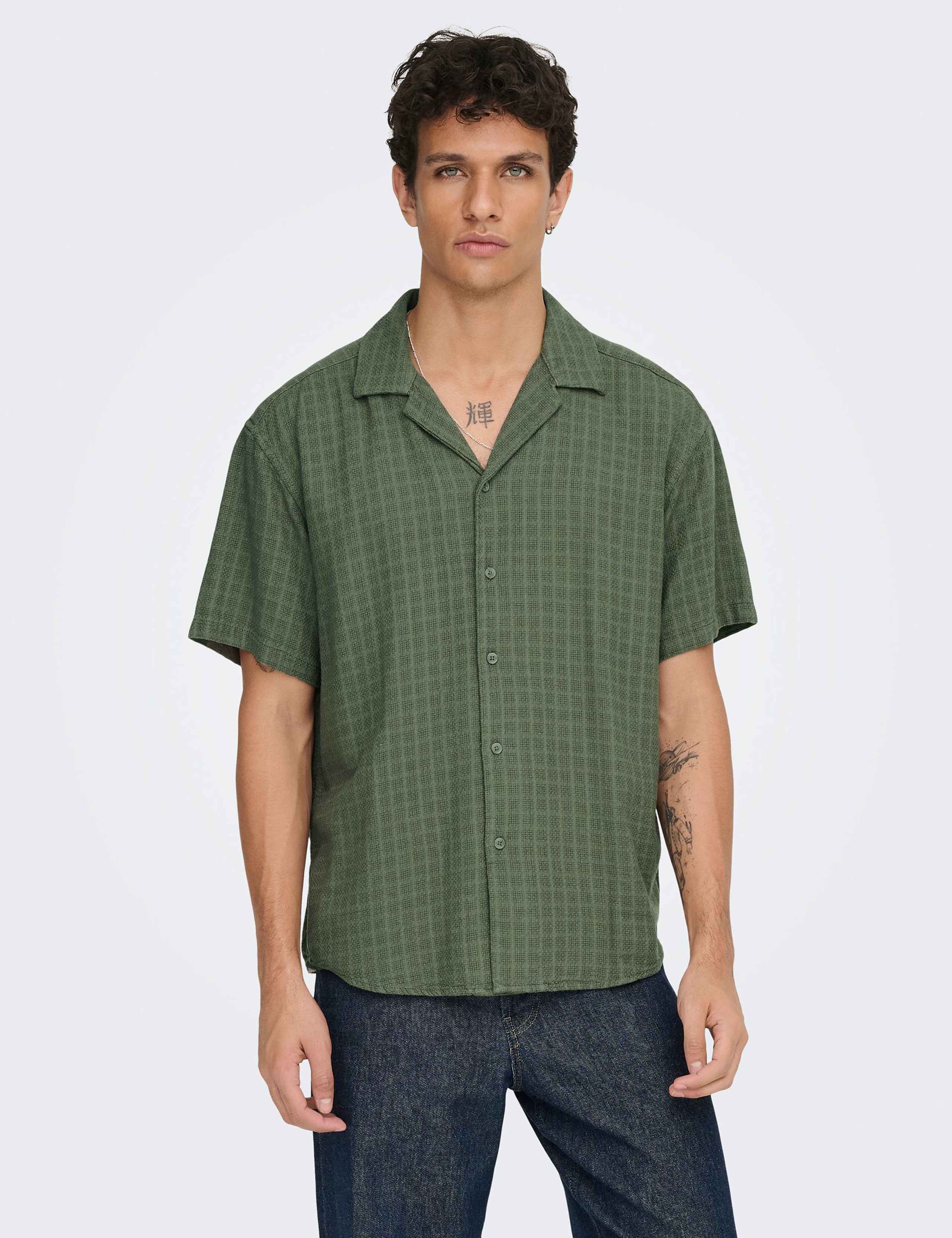 Regular Fit Textured Check Short Sleeve Shirt 1 of 7
