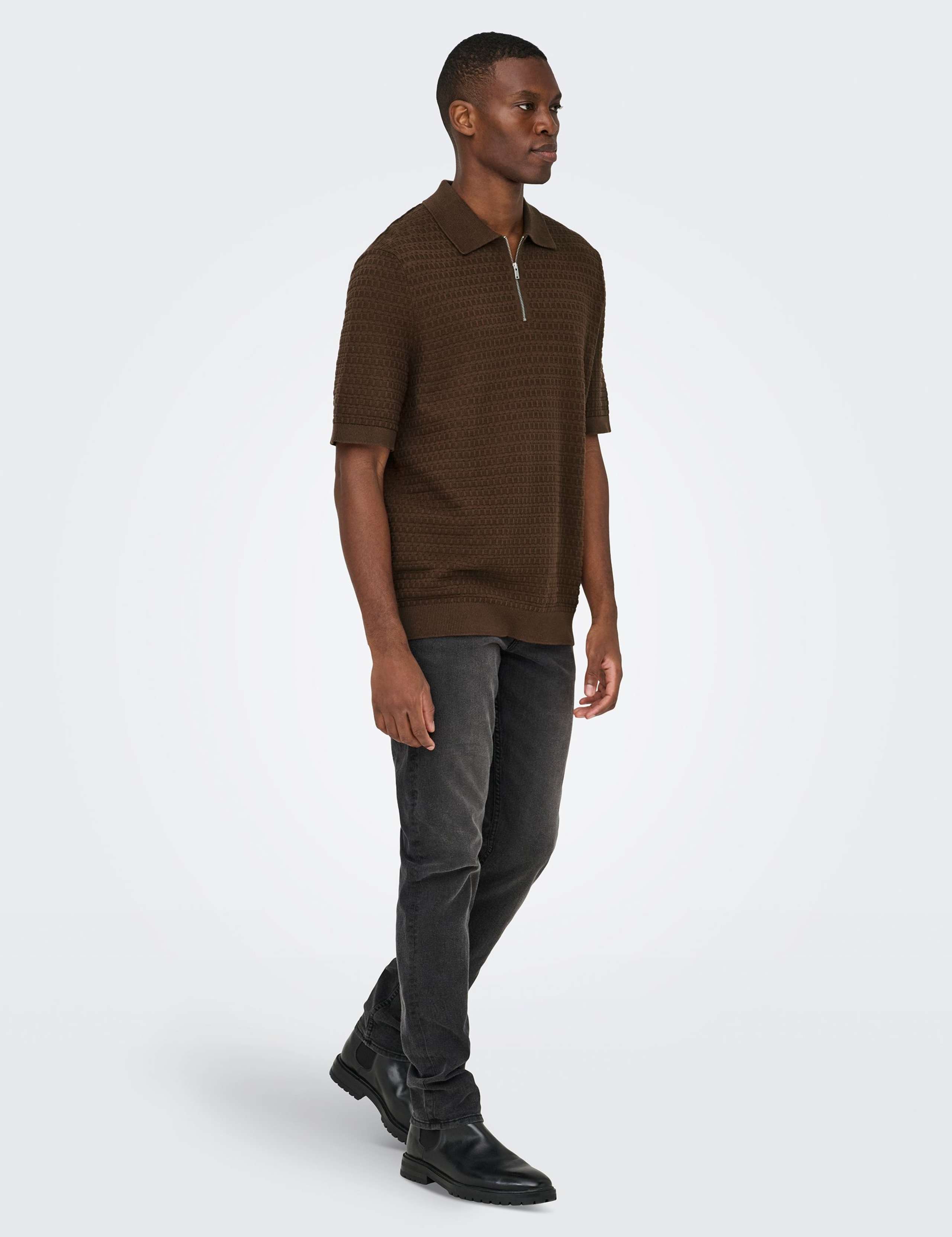 Pure Cotton Textured Knitted Polo Shirt 5 of 6