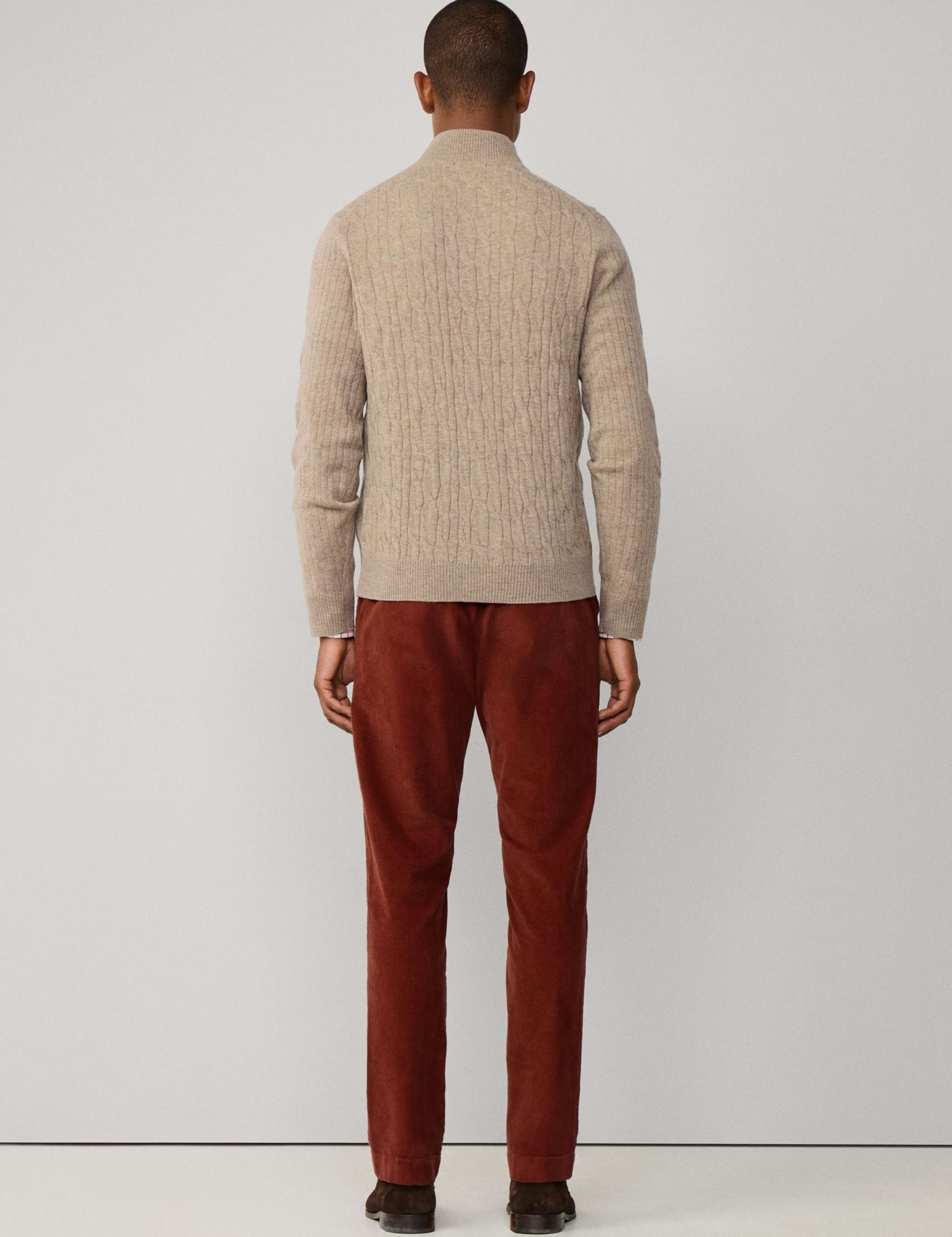 Pure Lambswool Cable Knit Half Zip Jumper 6 of 8