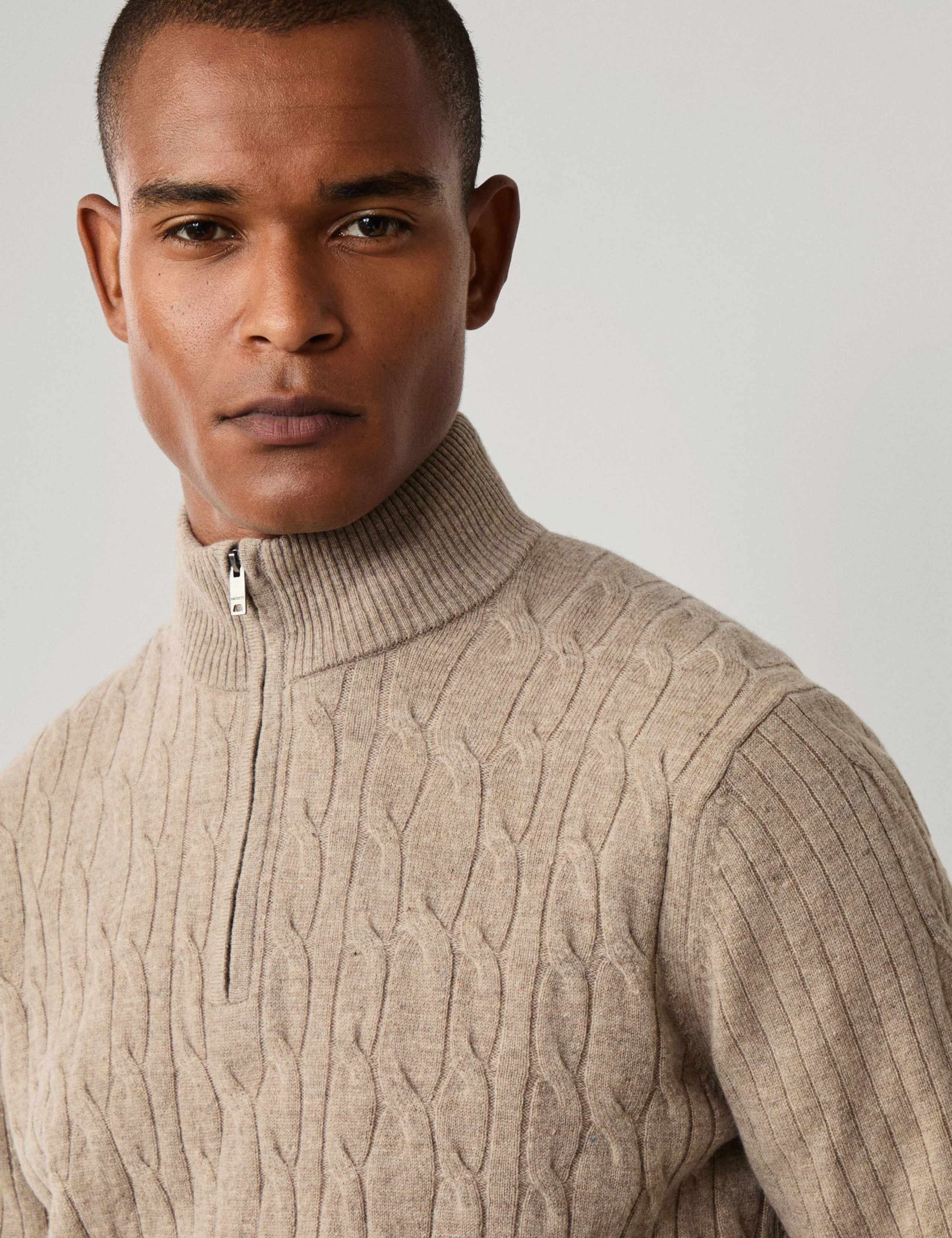 Pure Lambswool Cable Knit Half Zip Jumper 7 of 8