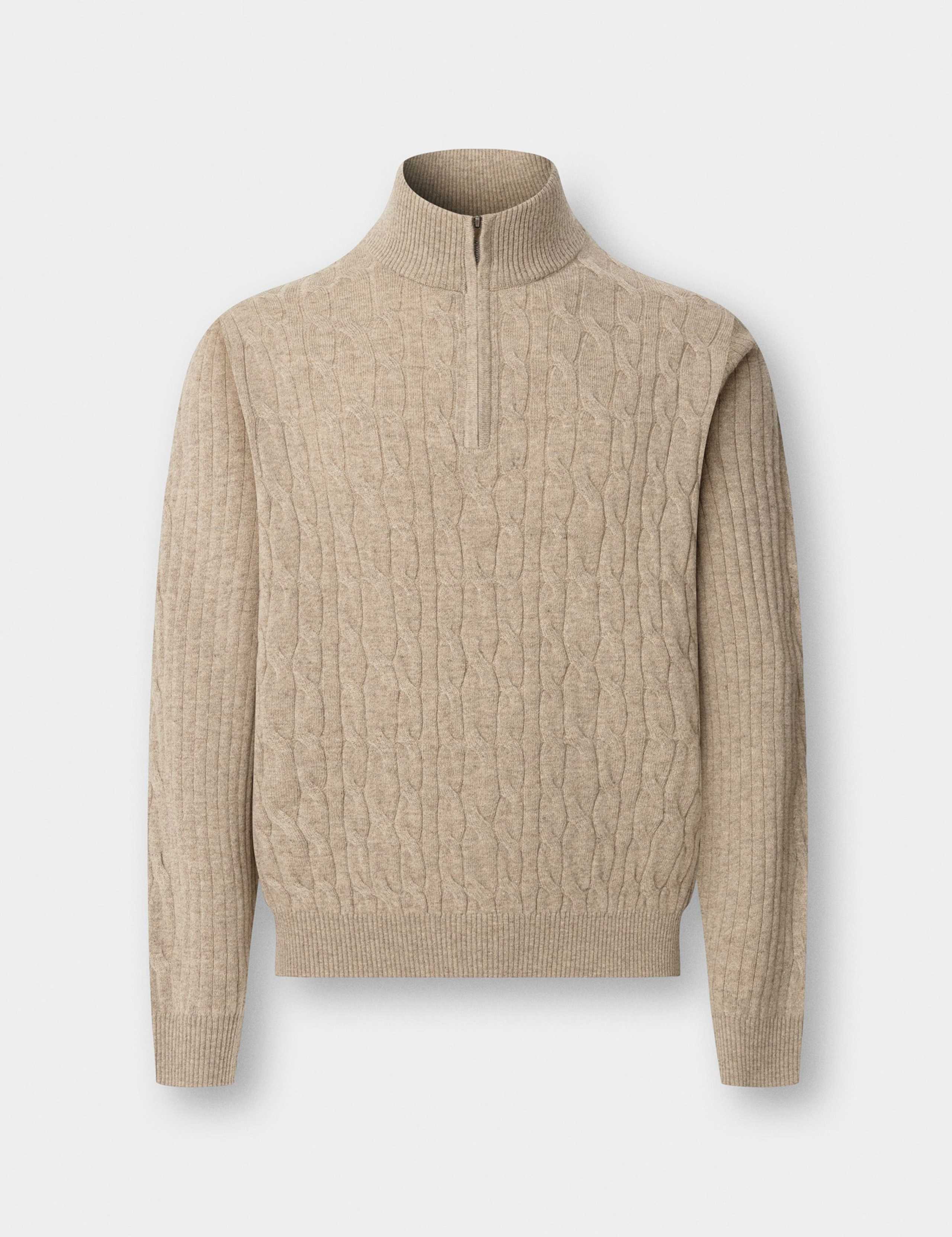 Pure Lambswool Cable Knit Half Zip Jumper 2 of 8