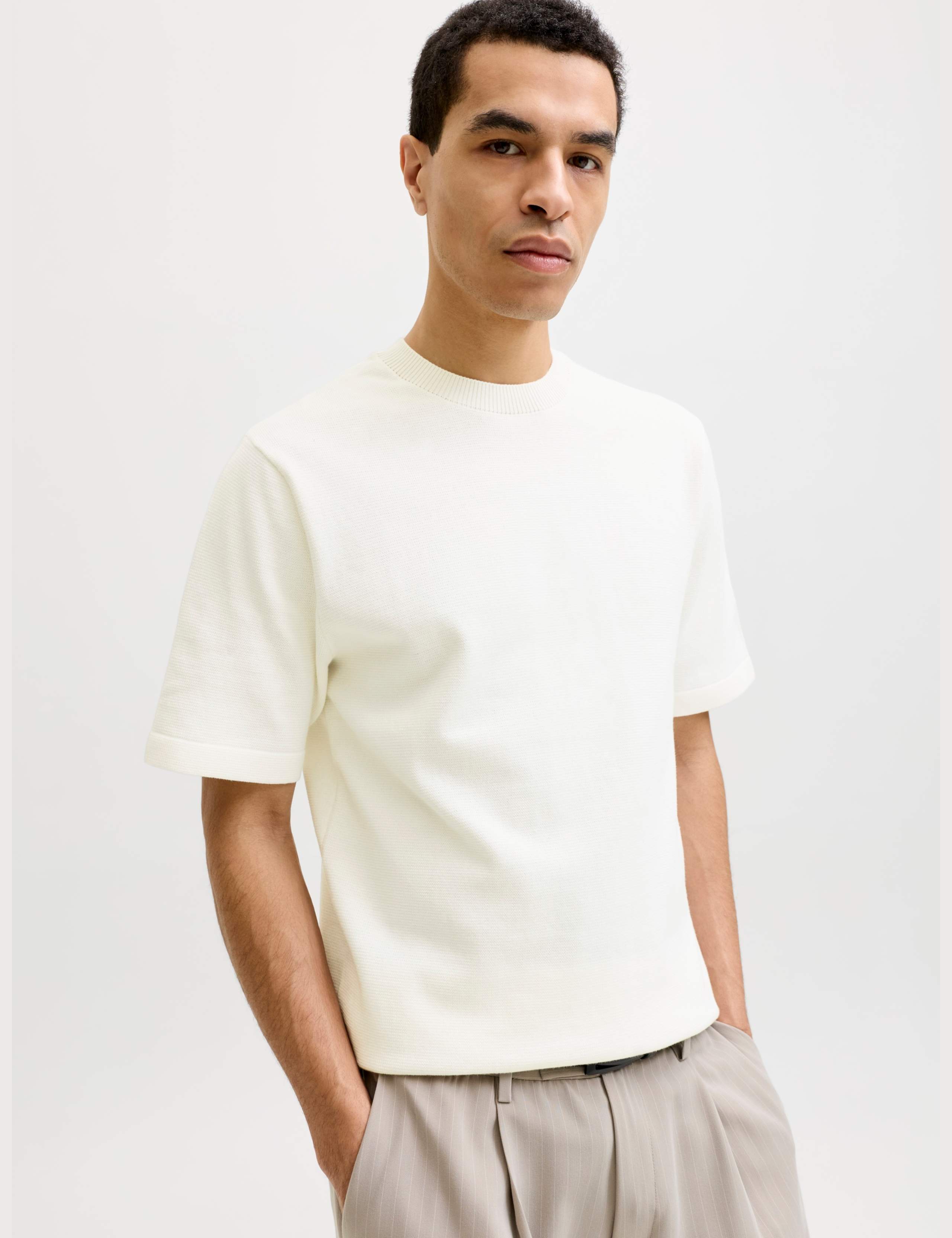 Pure Cotton Crew Neck Knitted T-Shirt 2 of 6