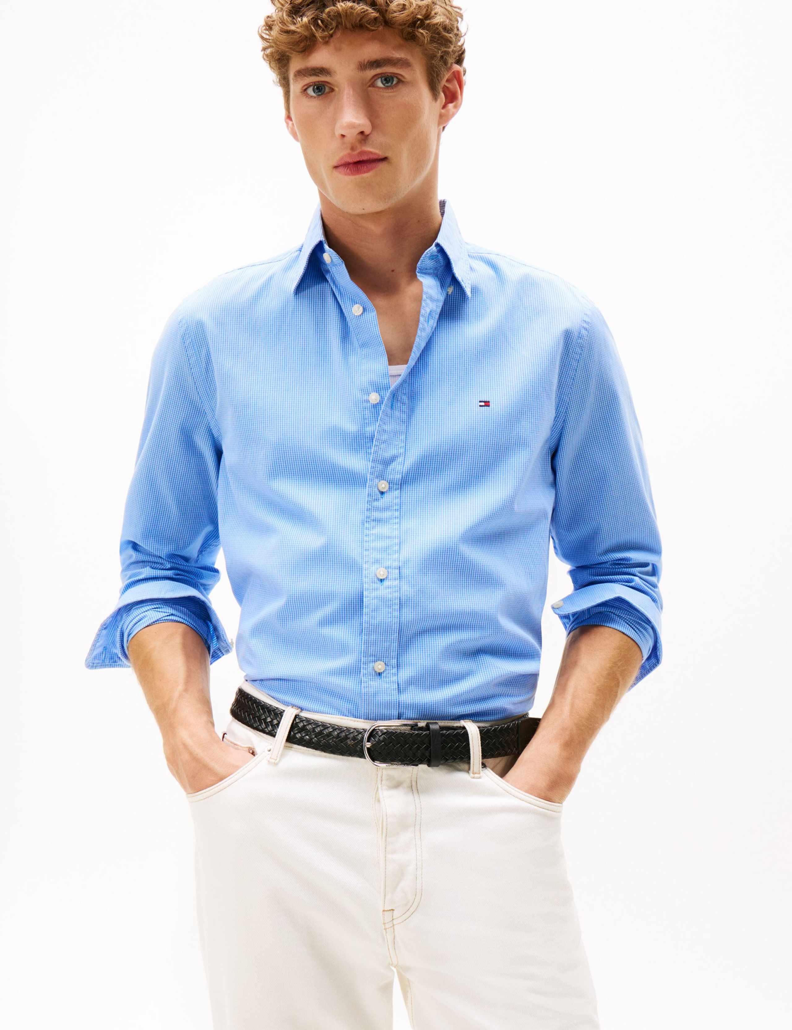 Regular Fit Easy Iron Poplin Micro Check Shirt 1 of 5