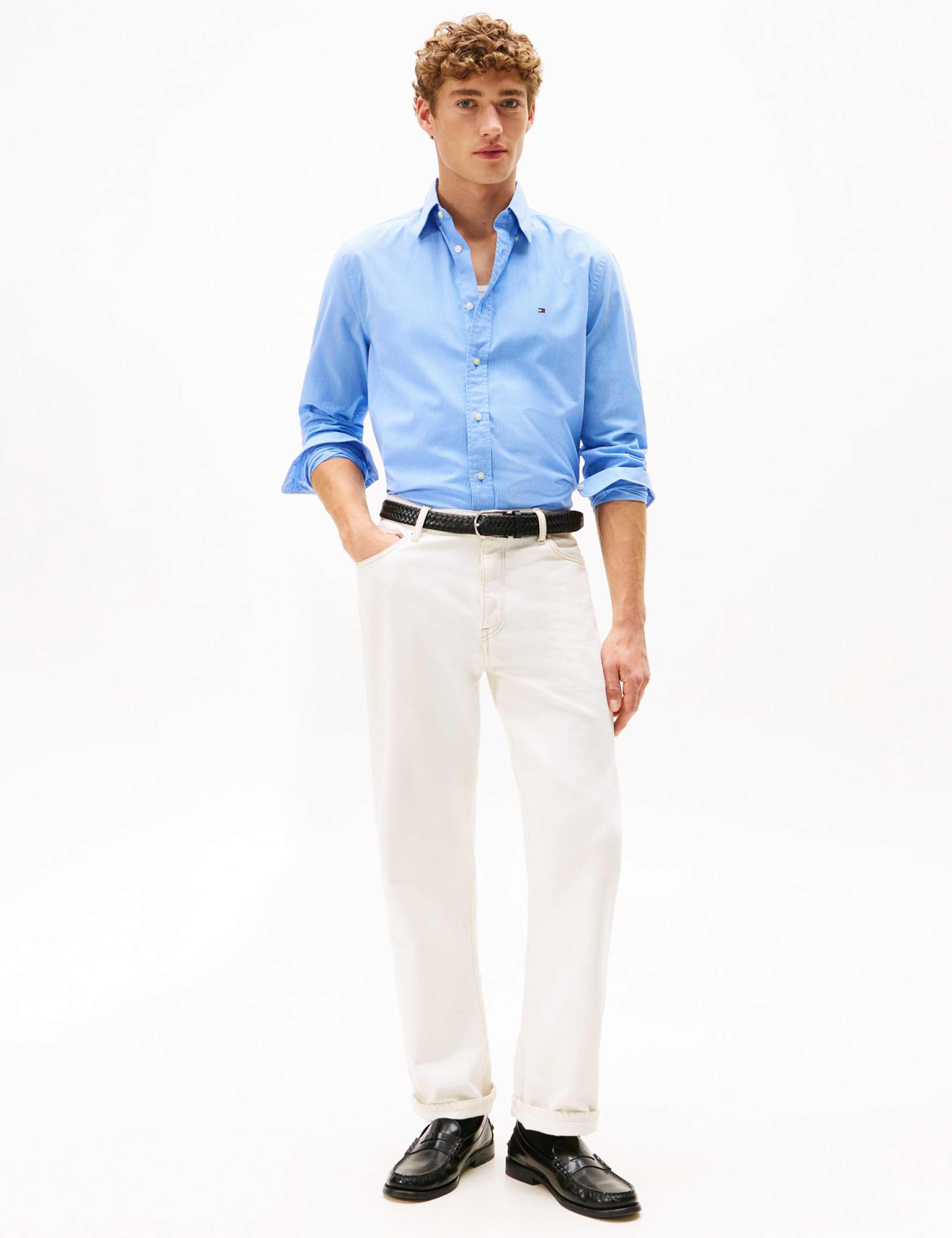 Regular Fit Easy Iron Poplin Micro Check Shirt 3 of 5