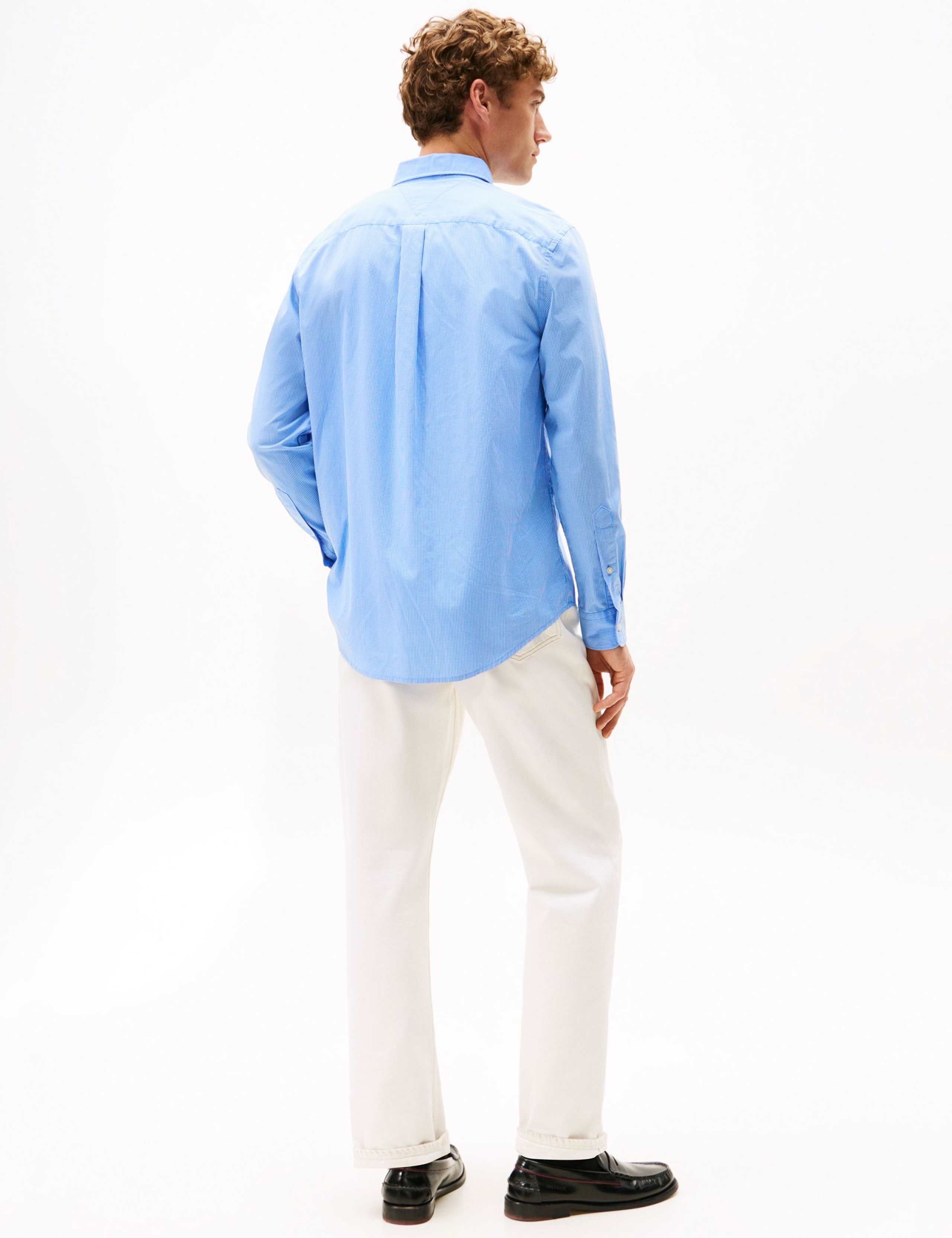 Regular Fit Easy Iron Poplin Micro Check Shirt 4 of 5