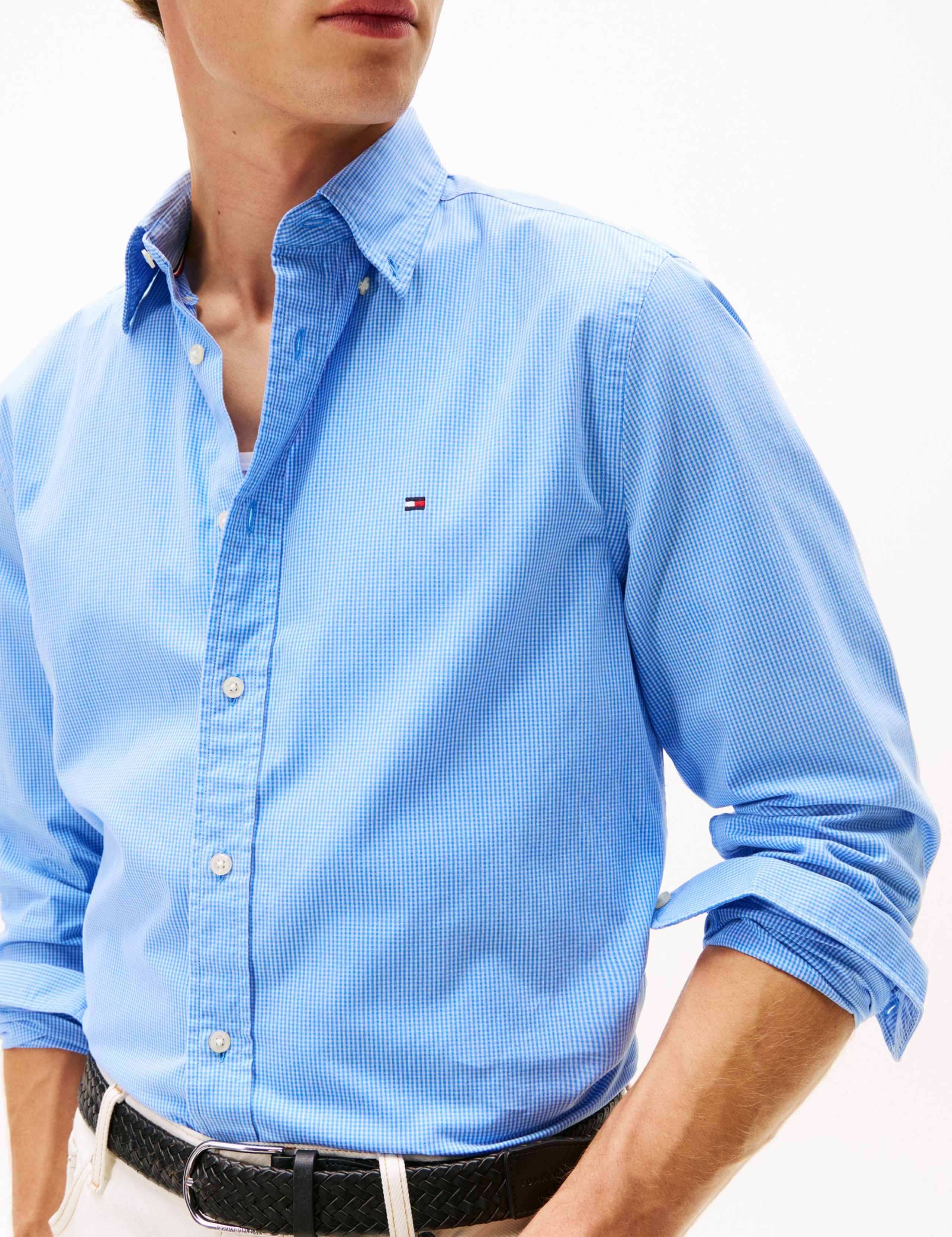 Regular Fit Easy Iron Poplin Micro Check Shirt 5 of 5