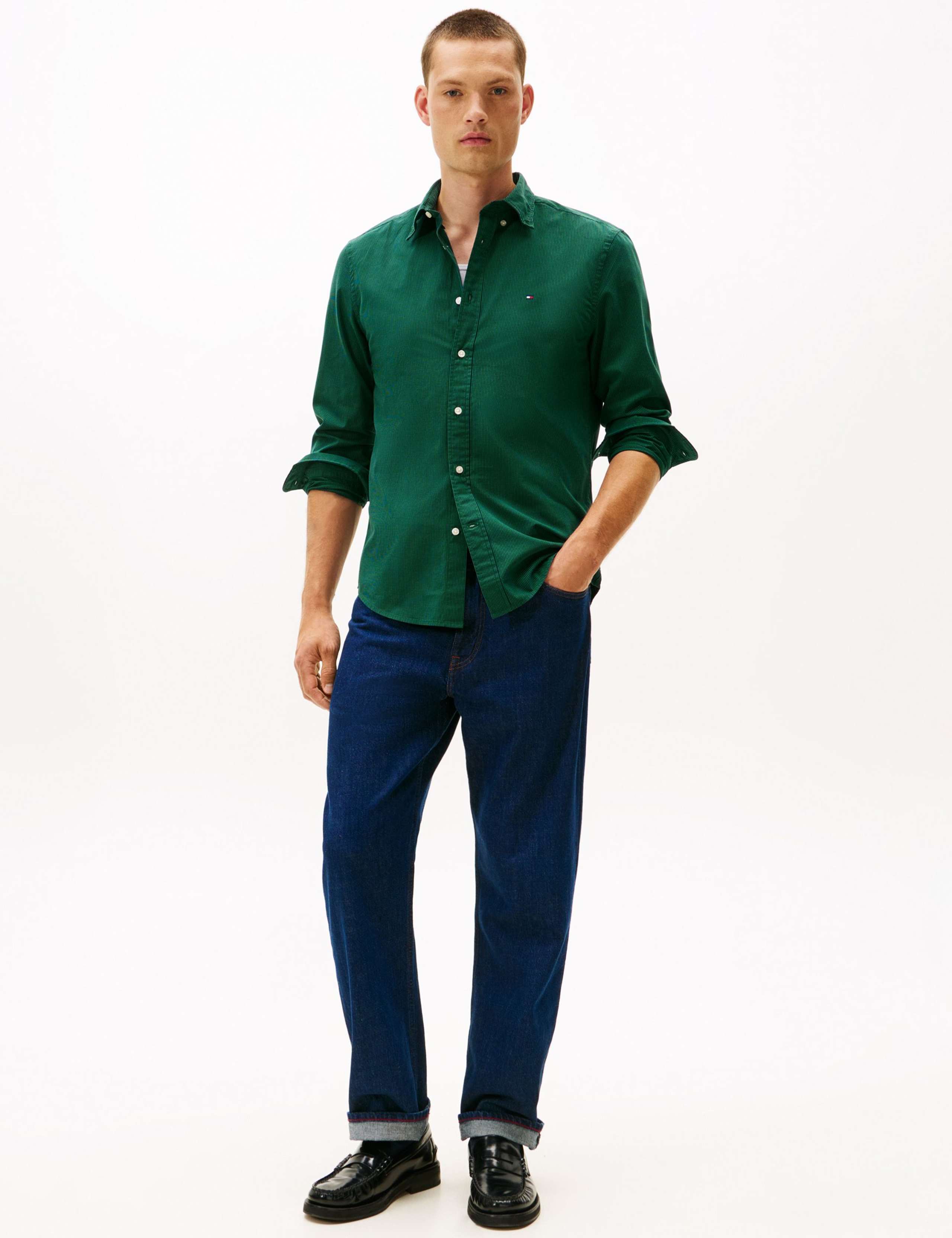 Regular Fit Easy Iron Poplin Micro Check Shirt 5 of 5