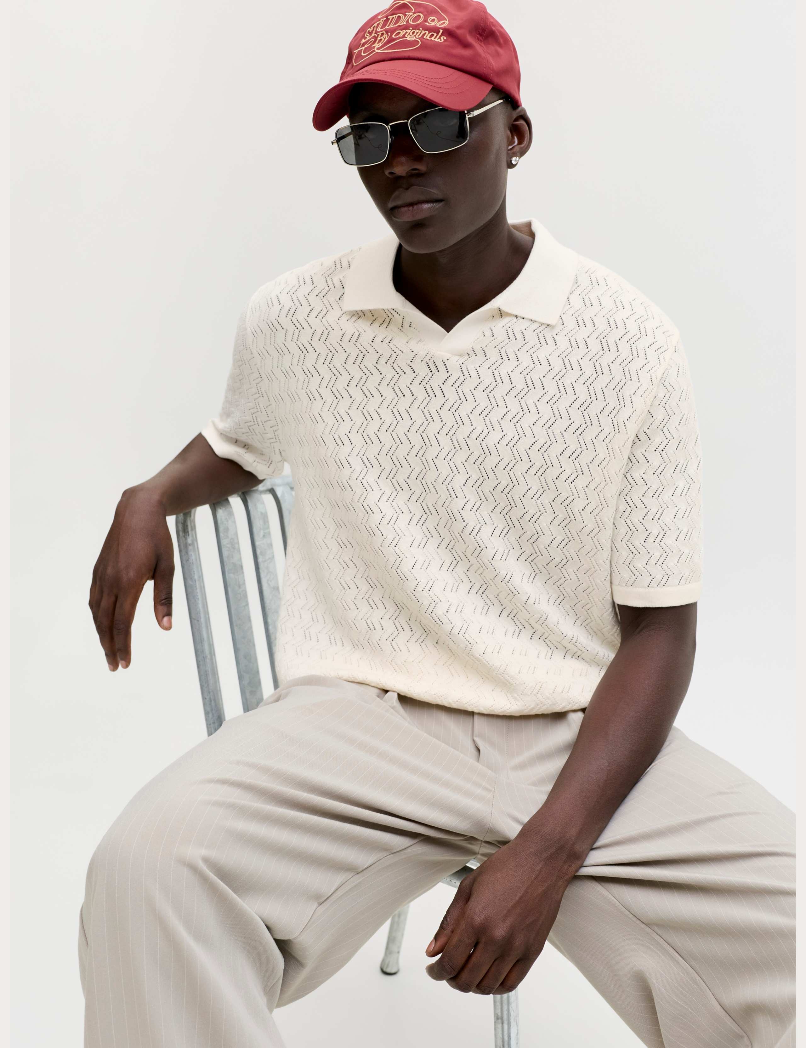 Cotton Blend Textured Polo Shirt 4 of 6