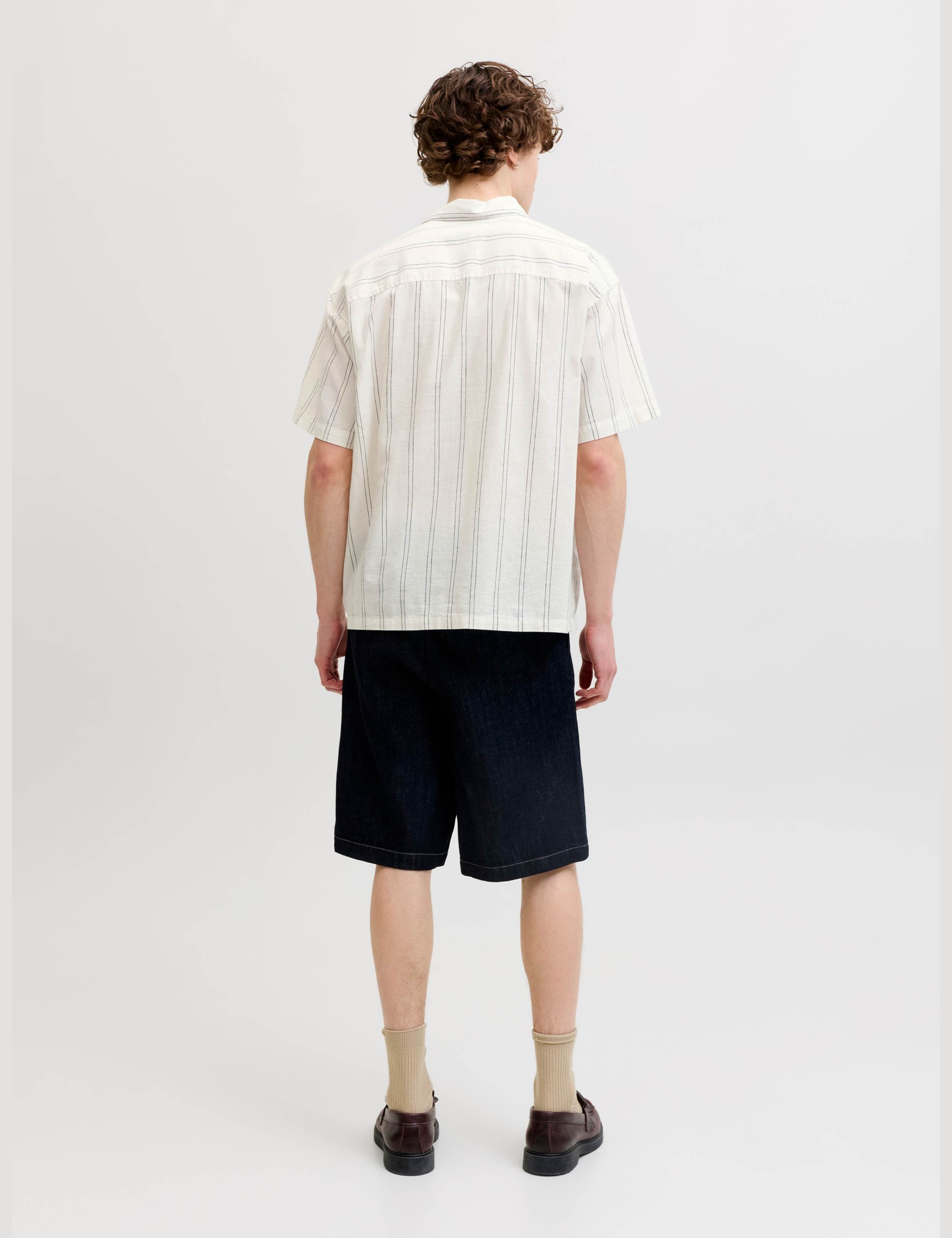 Cotton Linen Blend Striped Short Sleeve Shirt 5 of 6