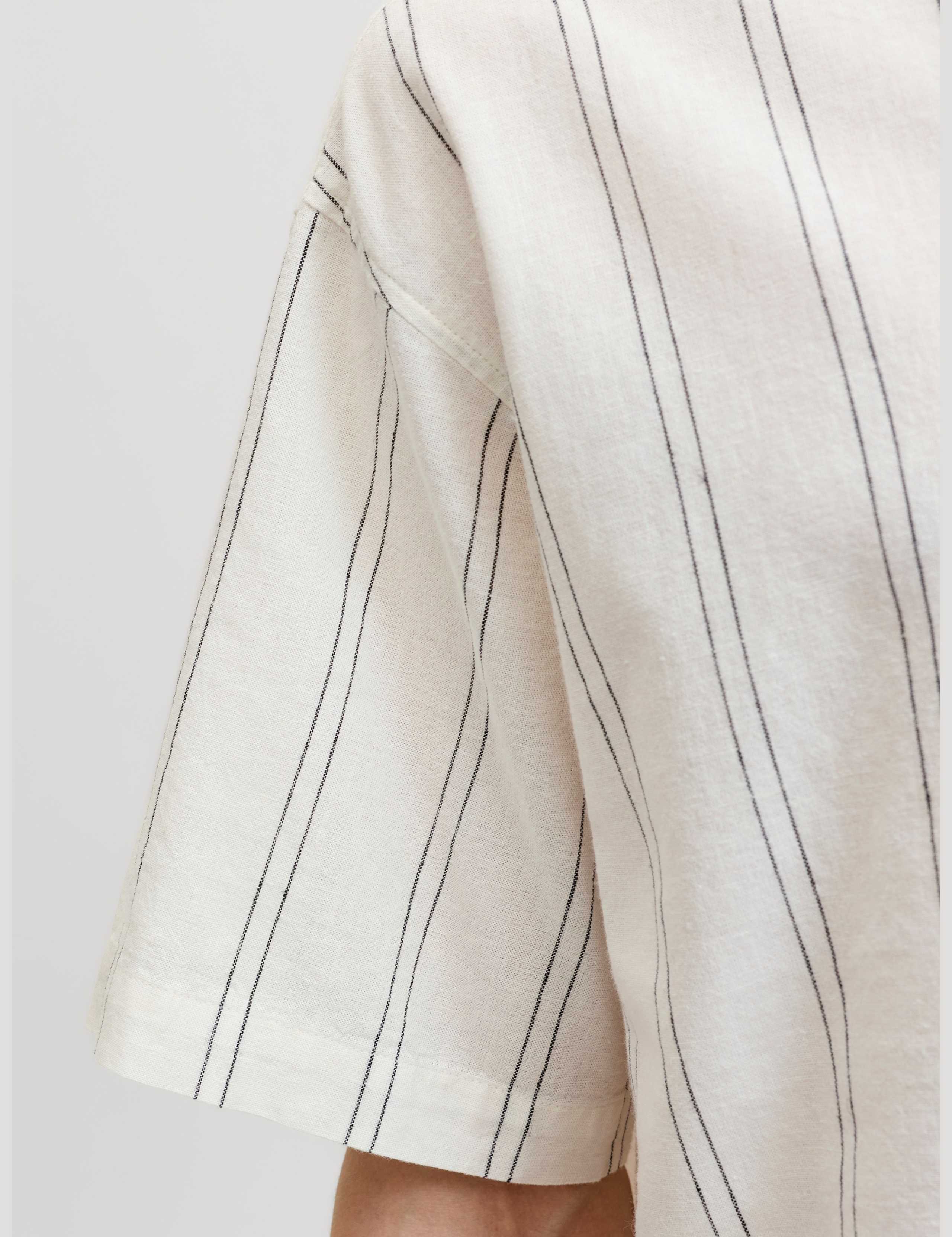 Cotton Linen Blend Striped Short Sleeve Shirt 6 of 6