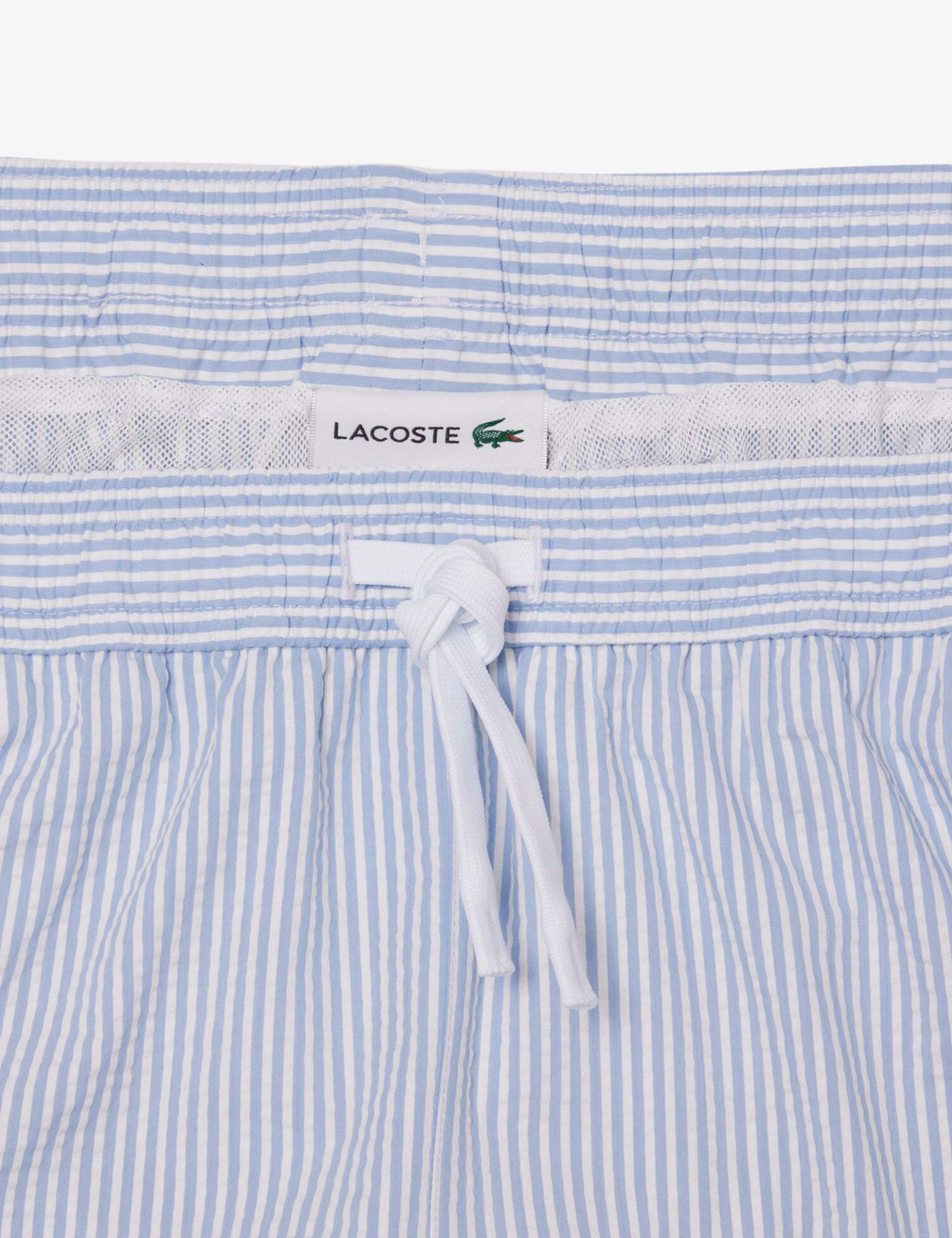 Mid Length Striped Textured Swim Trunks 3 of 10