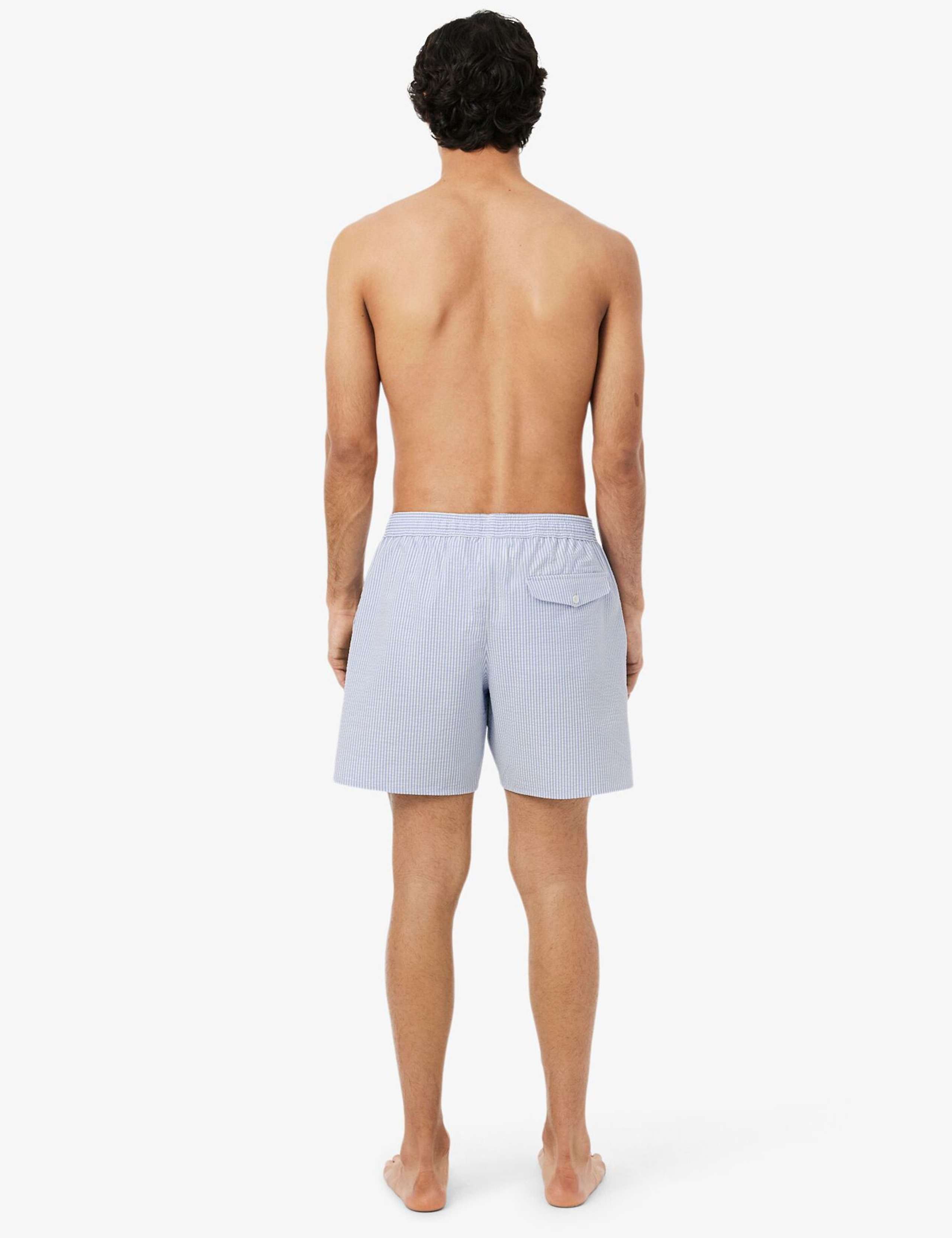 Mid Length Striped Textured Swim Trunks 4 of 10