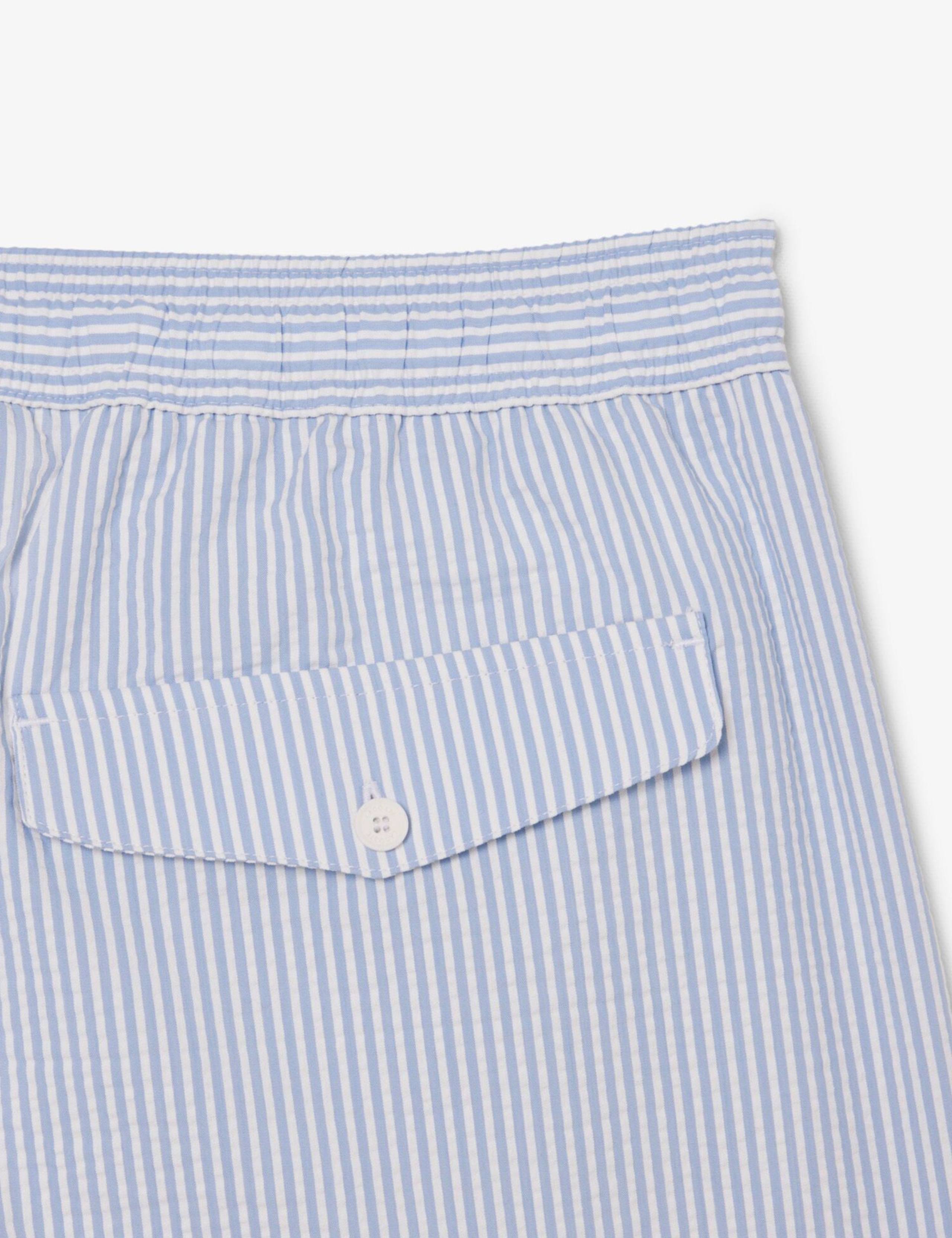 Mid Length Striped Textured Swim Trunks 9 of 10