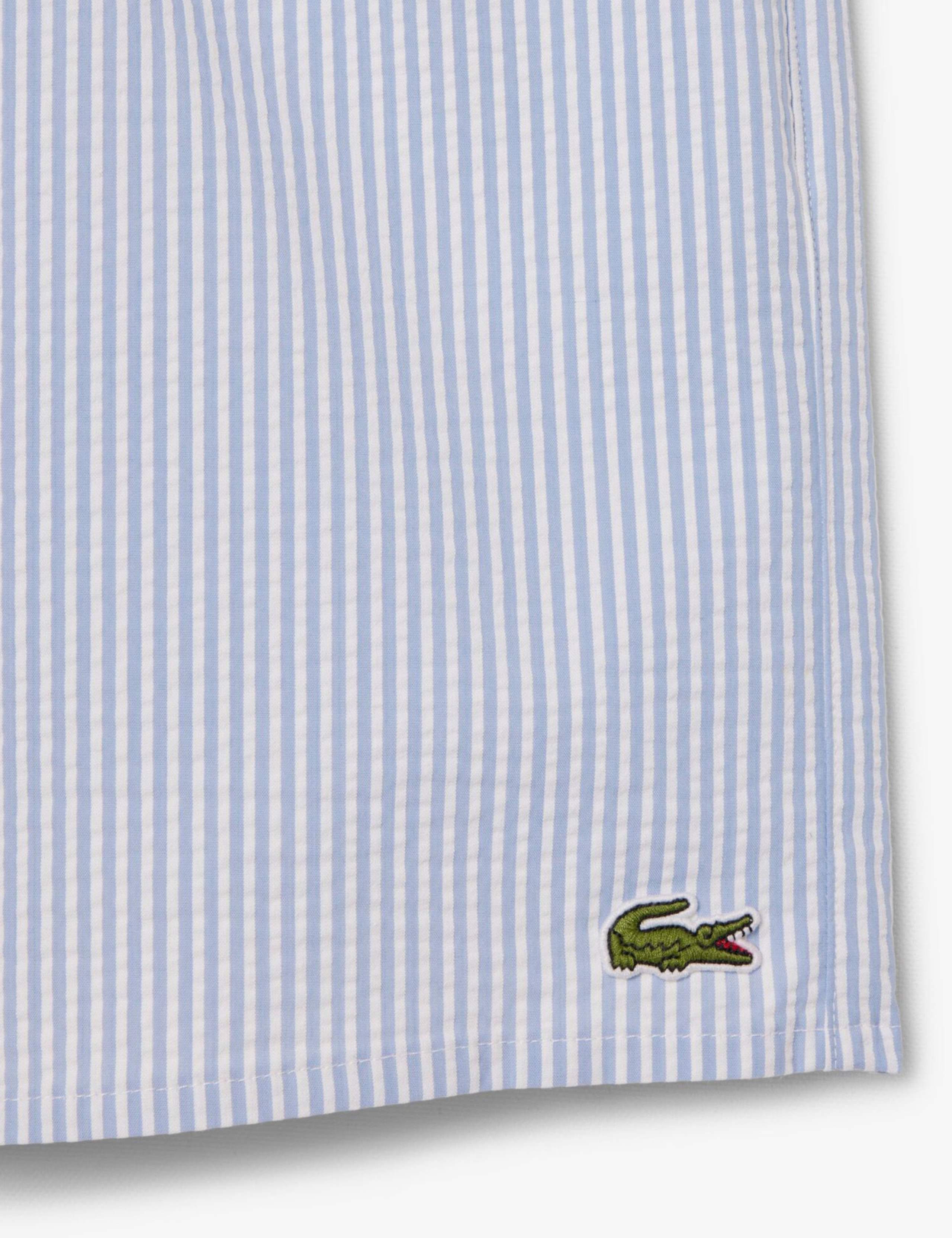 Mid Length Striped Textured Swim Trunks 10 of 10