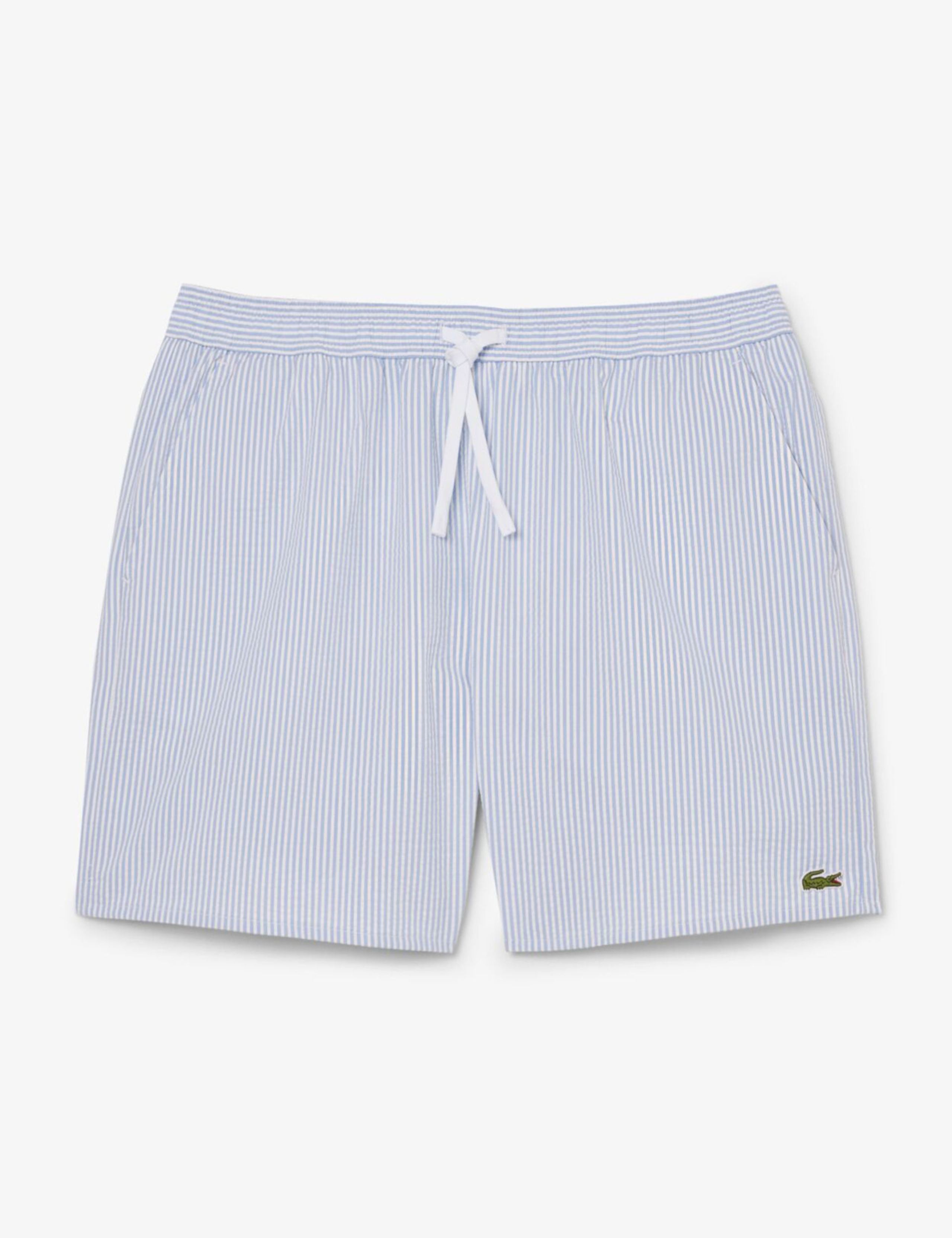 Mid Length Striped Textured Swim Trunks 2 of 10