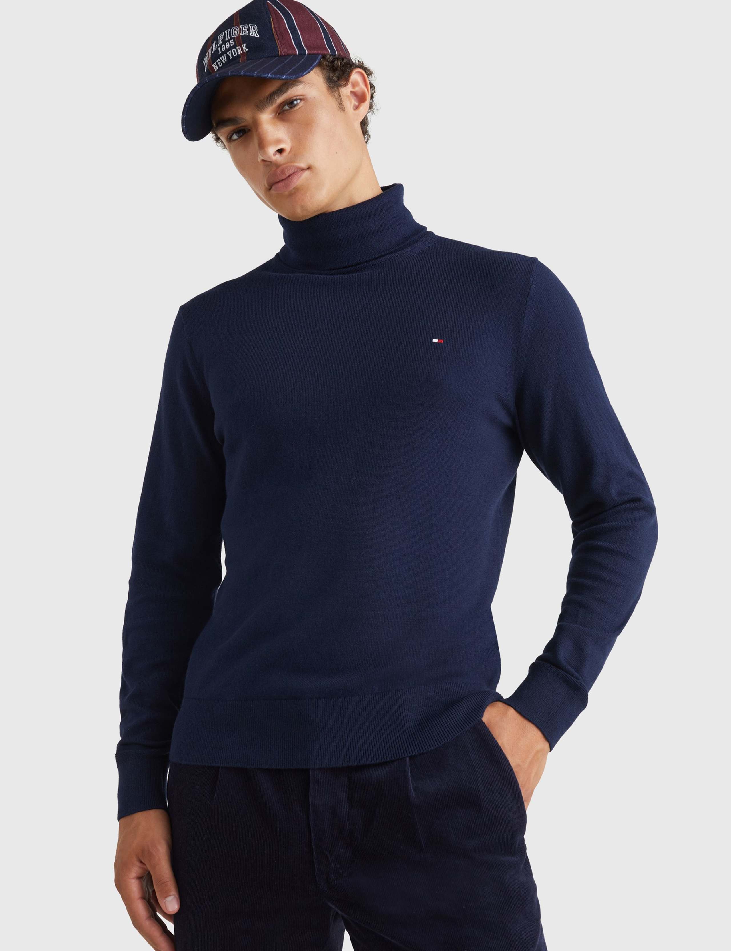 Cotton Rich Roll Neck Jumper with Wool 1 of 5