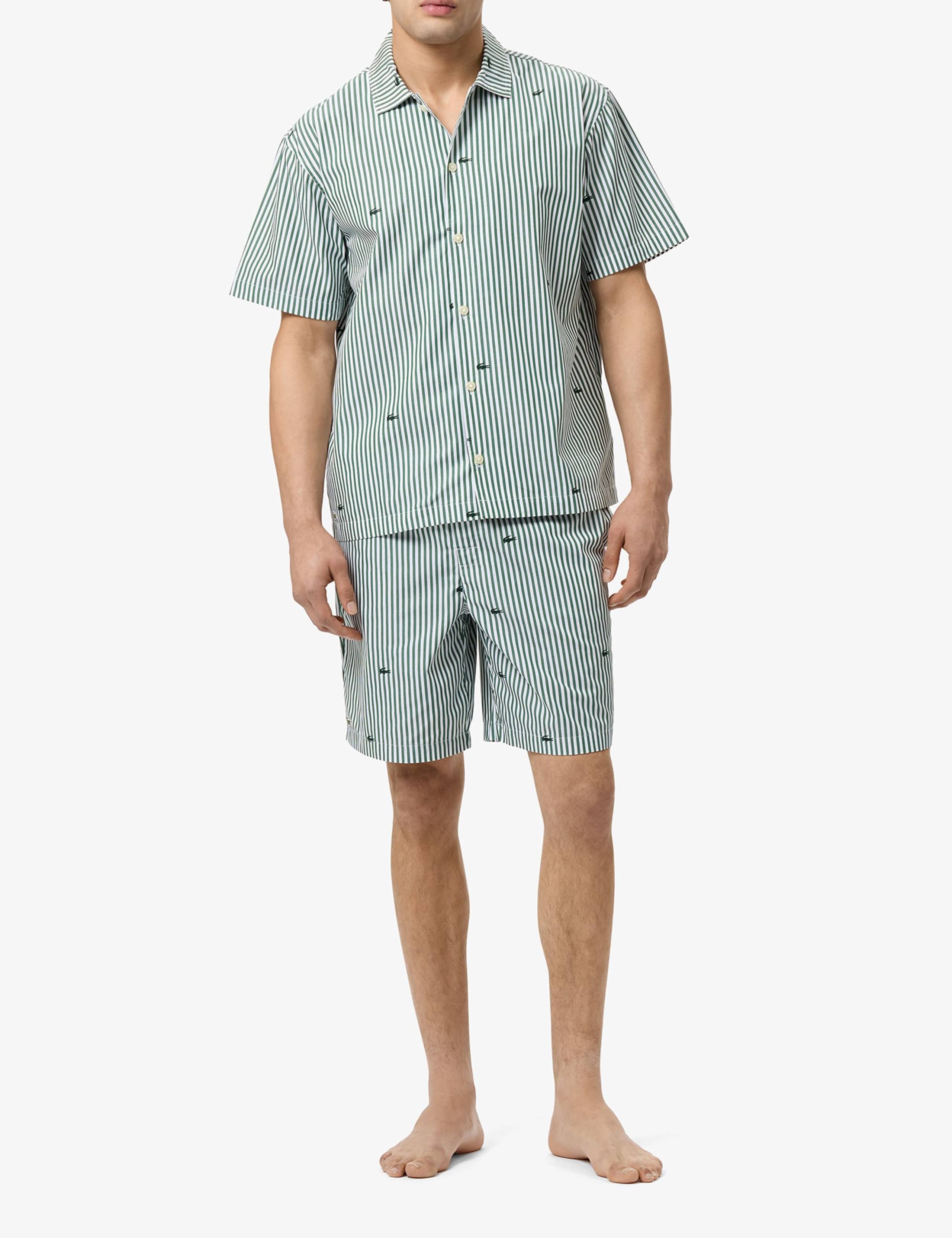 Pure Cotton Striped Crocodile Pyjama Set 1 of 7