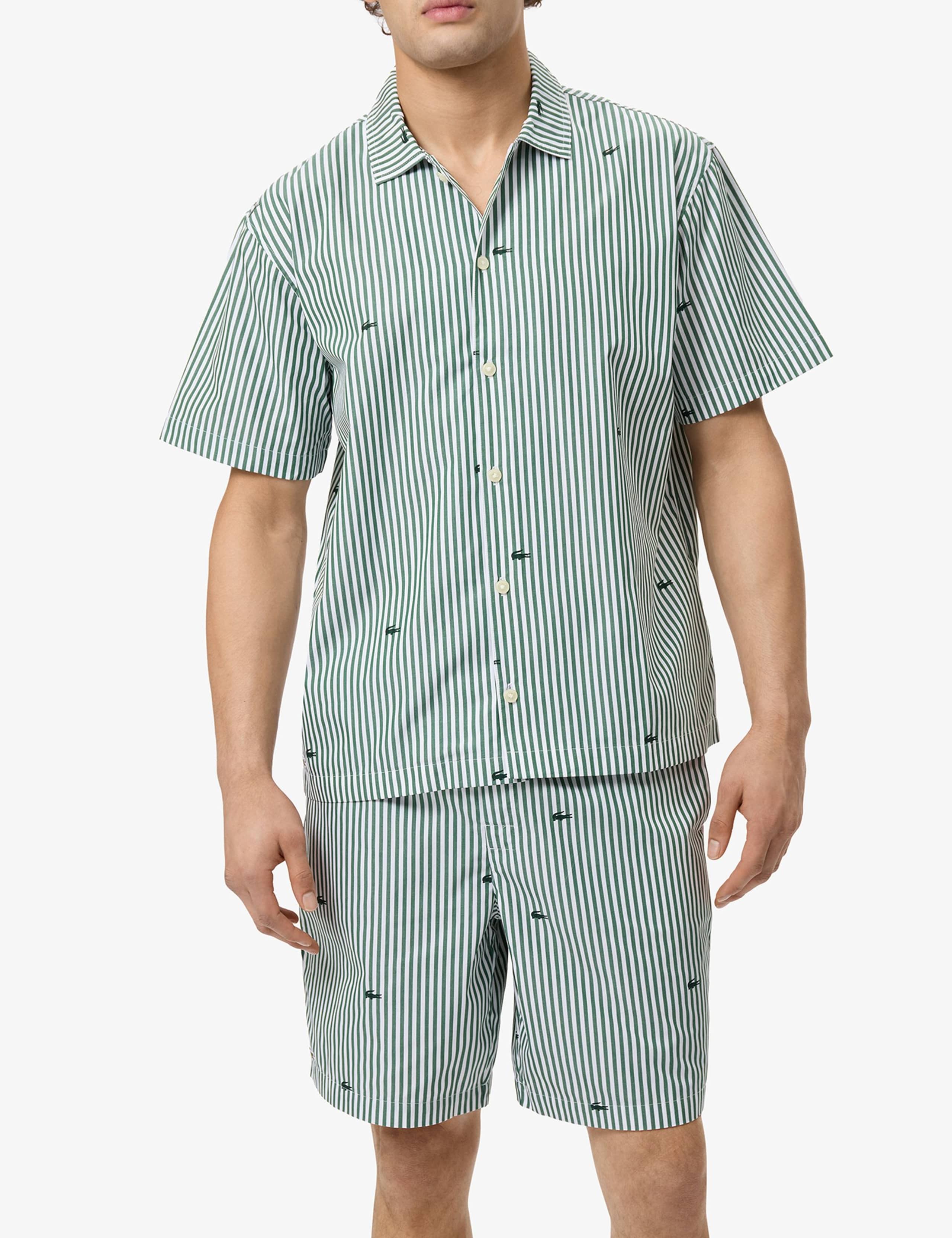 Pure Cotton Striped Crocodile Pyjama Set 3 of 7