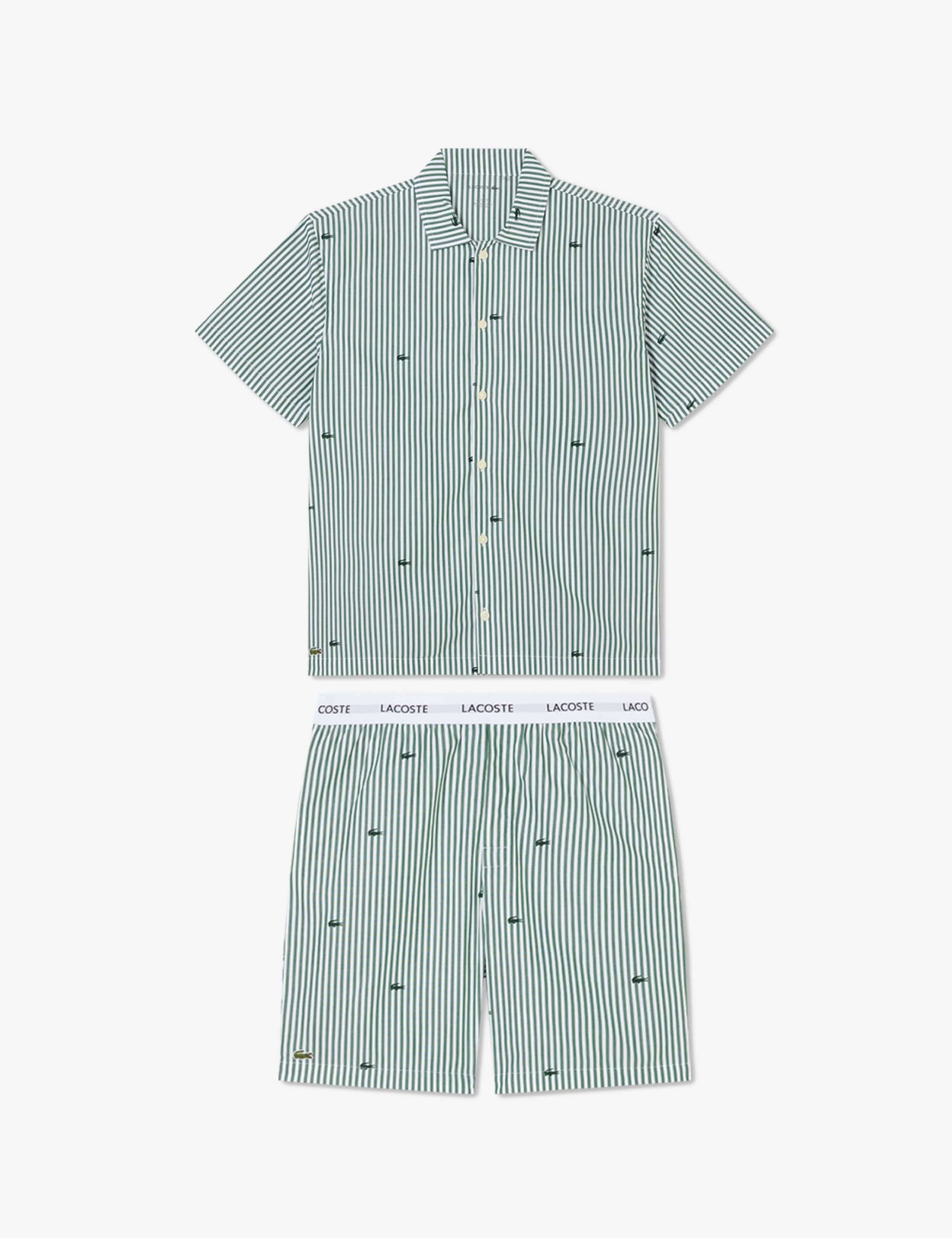 Pure Cotton Striped Crocodile Pyjama Set 2 of 7