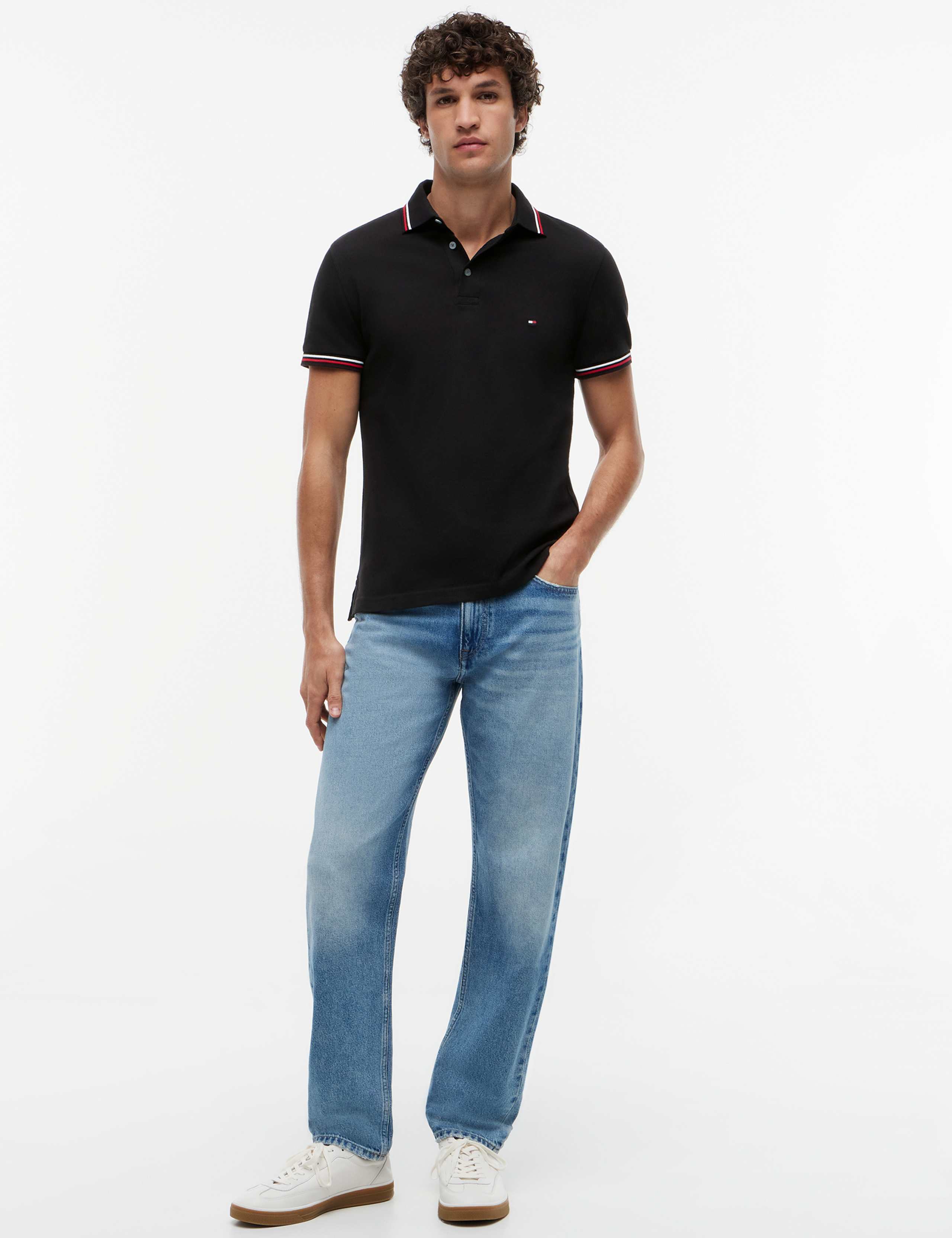 Slim Fit Cotton Rich Pique Tipped Polo Shirt 3 of 7