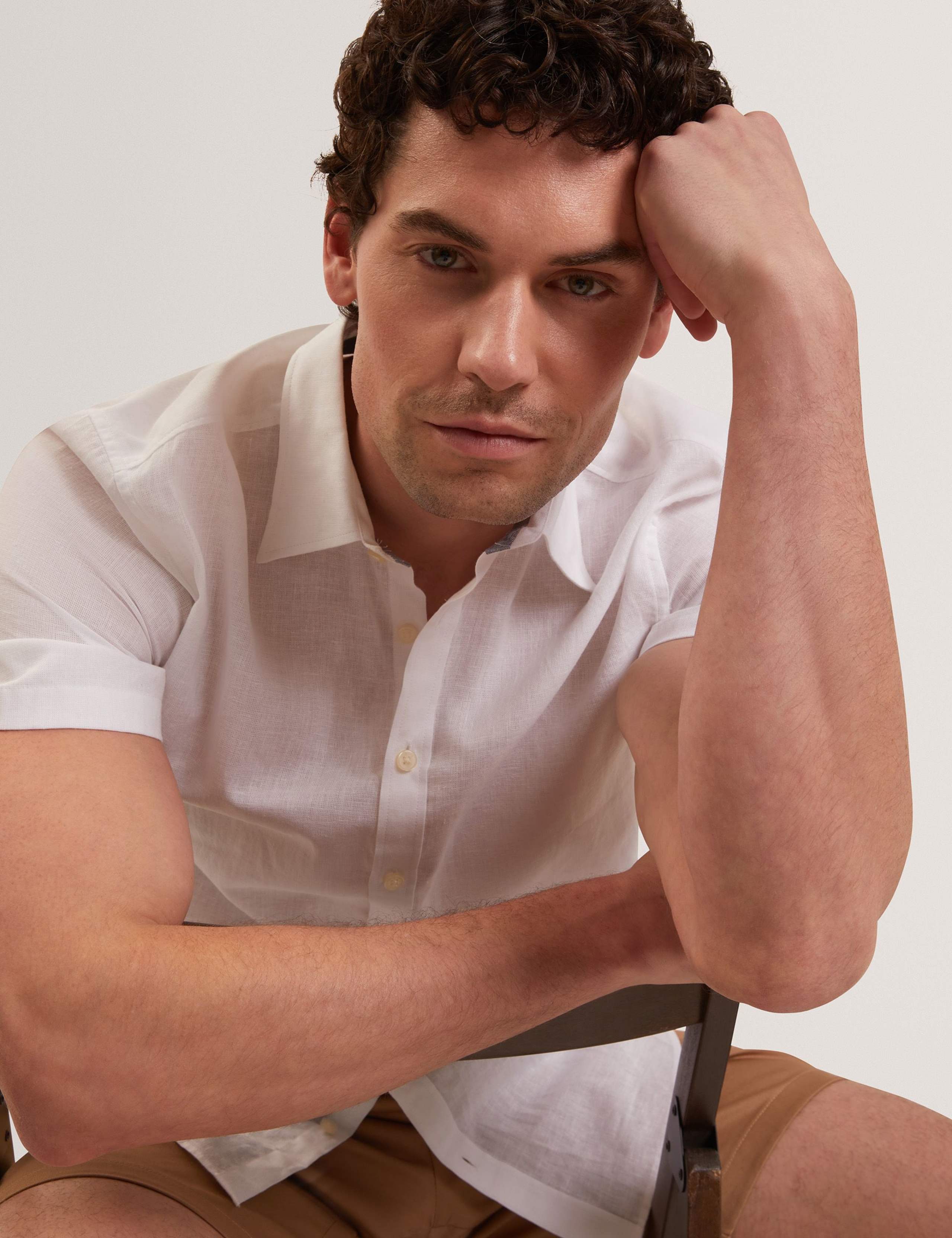 Regular Fit Cotton Linen Blend Shirt 3 of 7