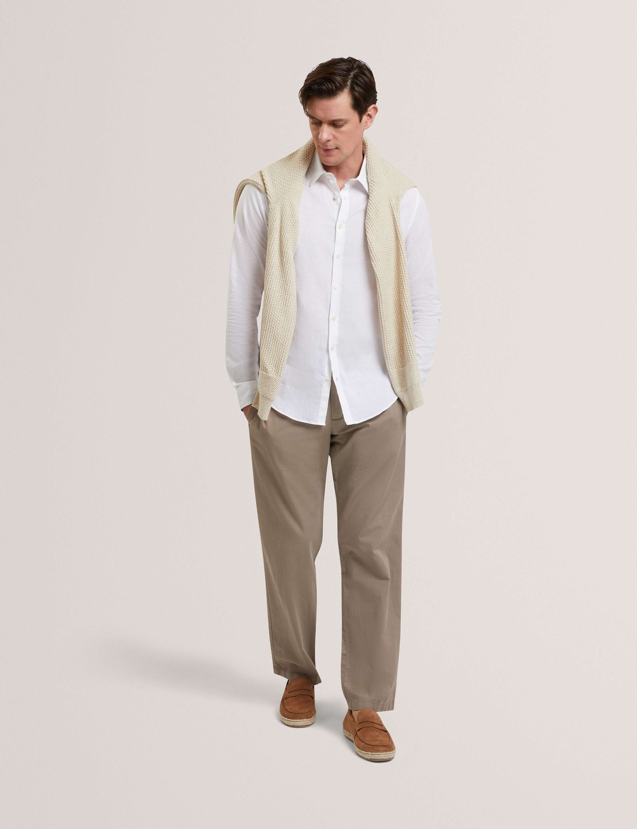 Regular Fit Cotton Linen Blend Chinos 1 of 5