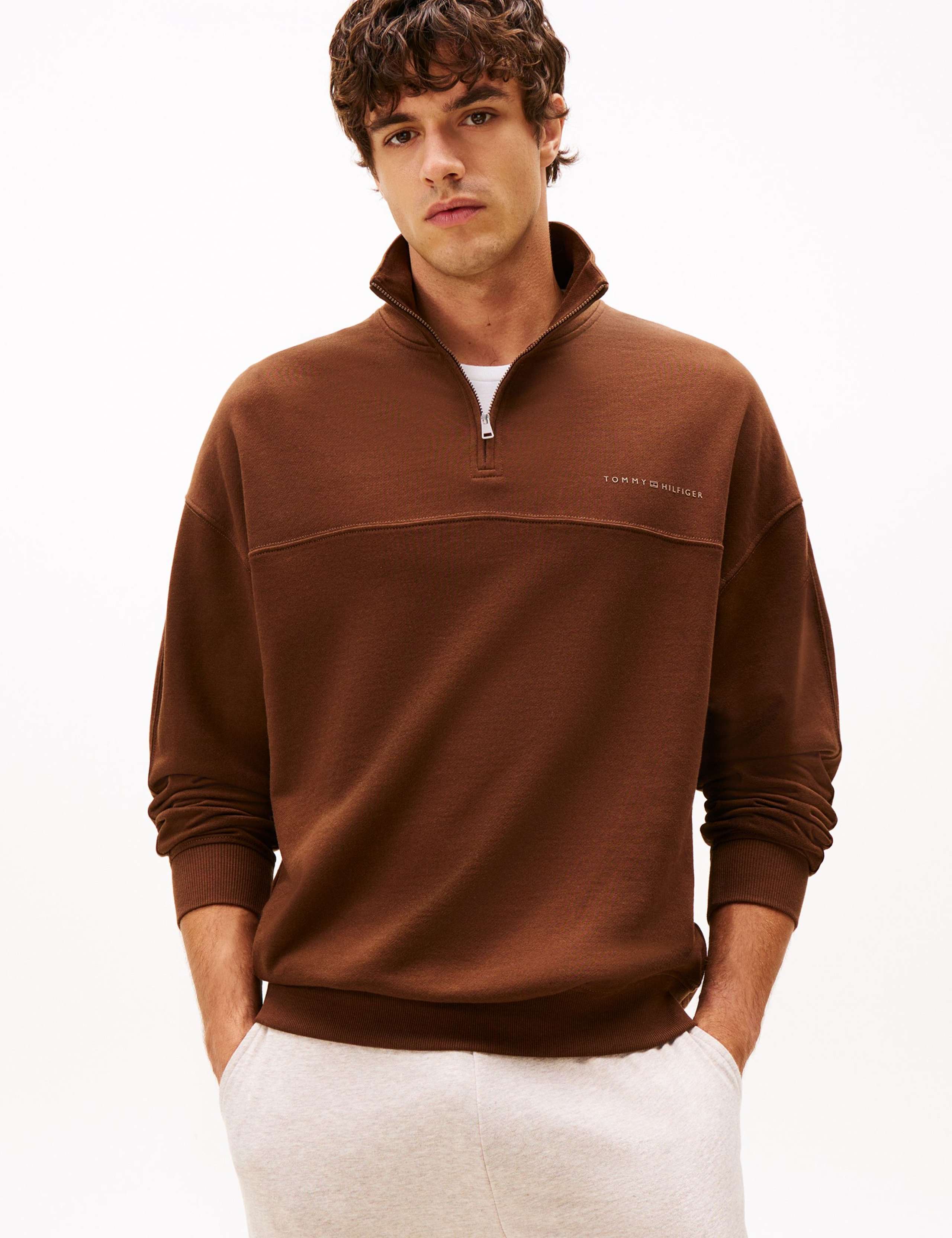 Cotton Modal Blend Half Zip Loungewear Top 1 of 4