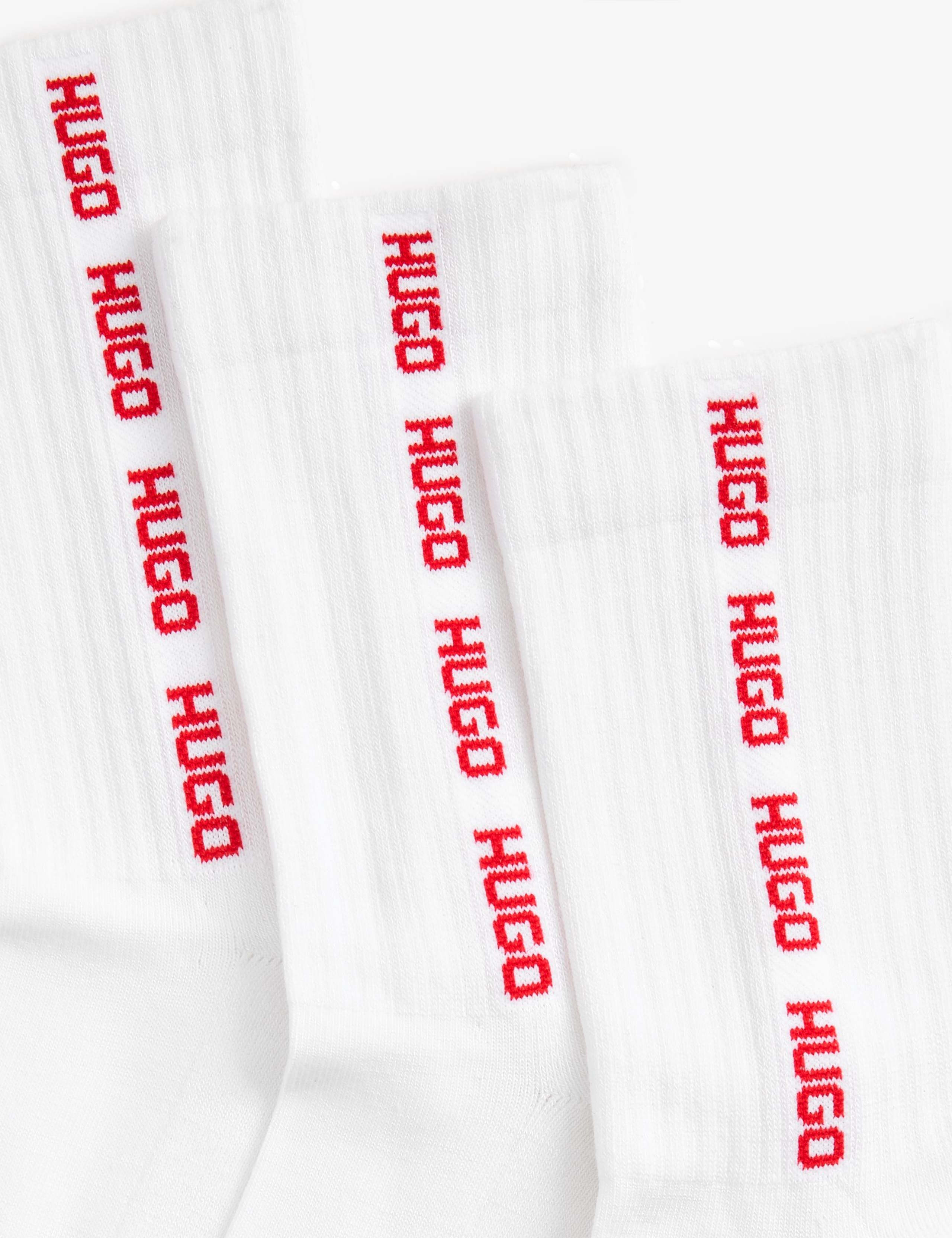 3 Pack Logo Tape Cotton Blend Ribbed Socks 3 of 3