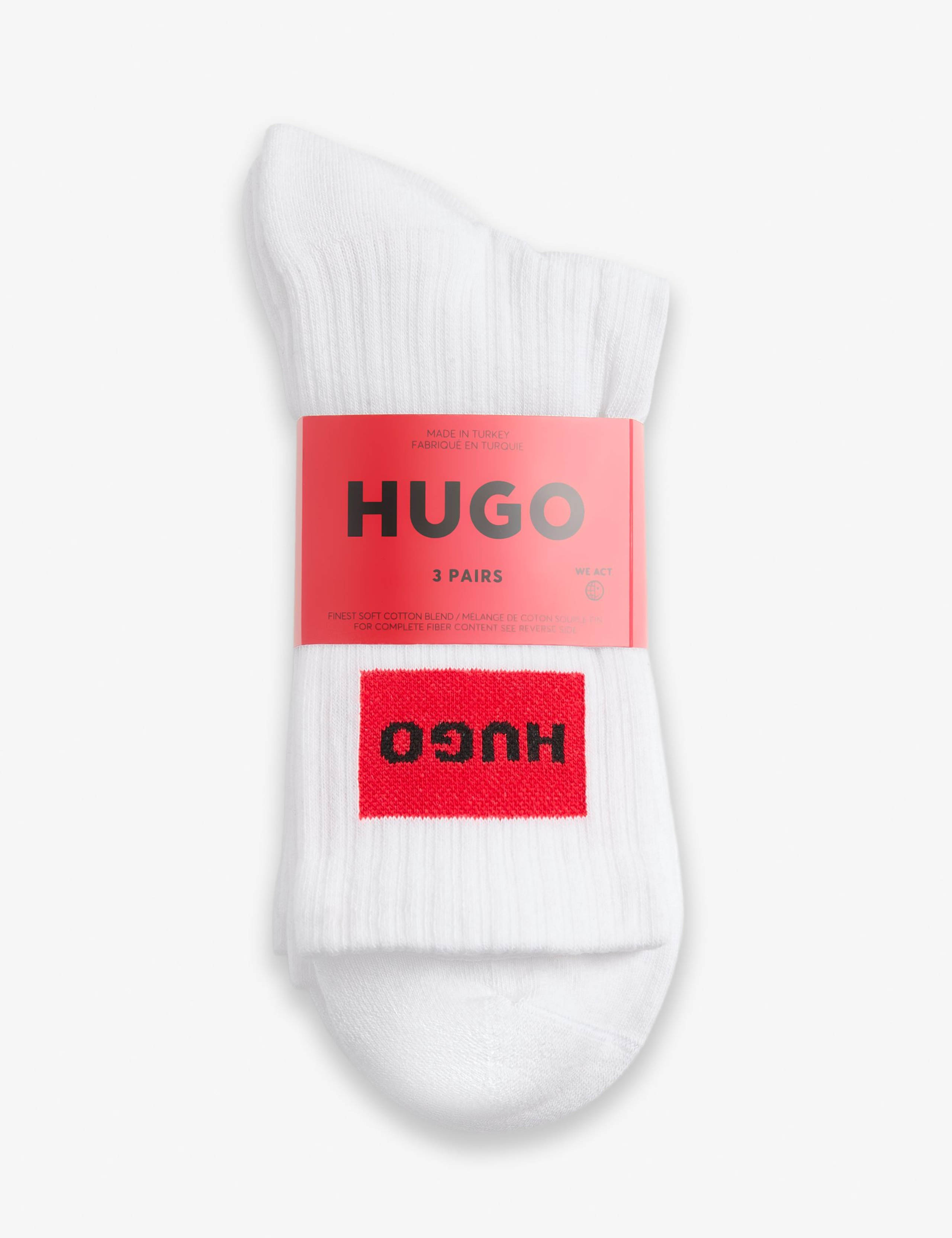 3 Pack Logo Label Cotton Rich Ribbed Socks 2 of 3