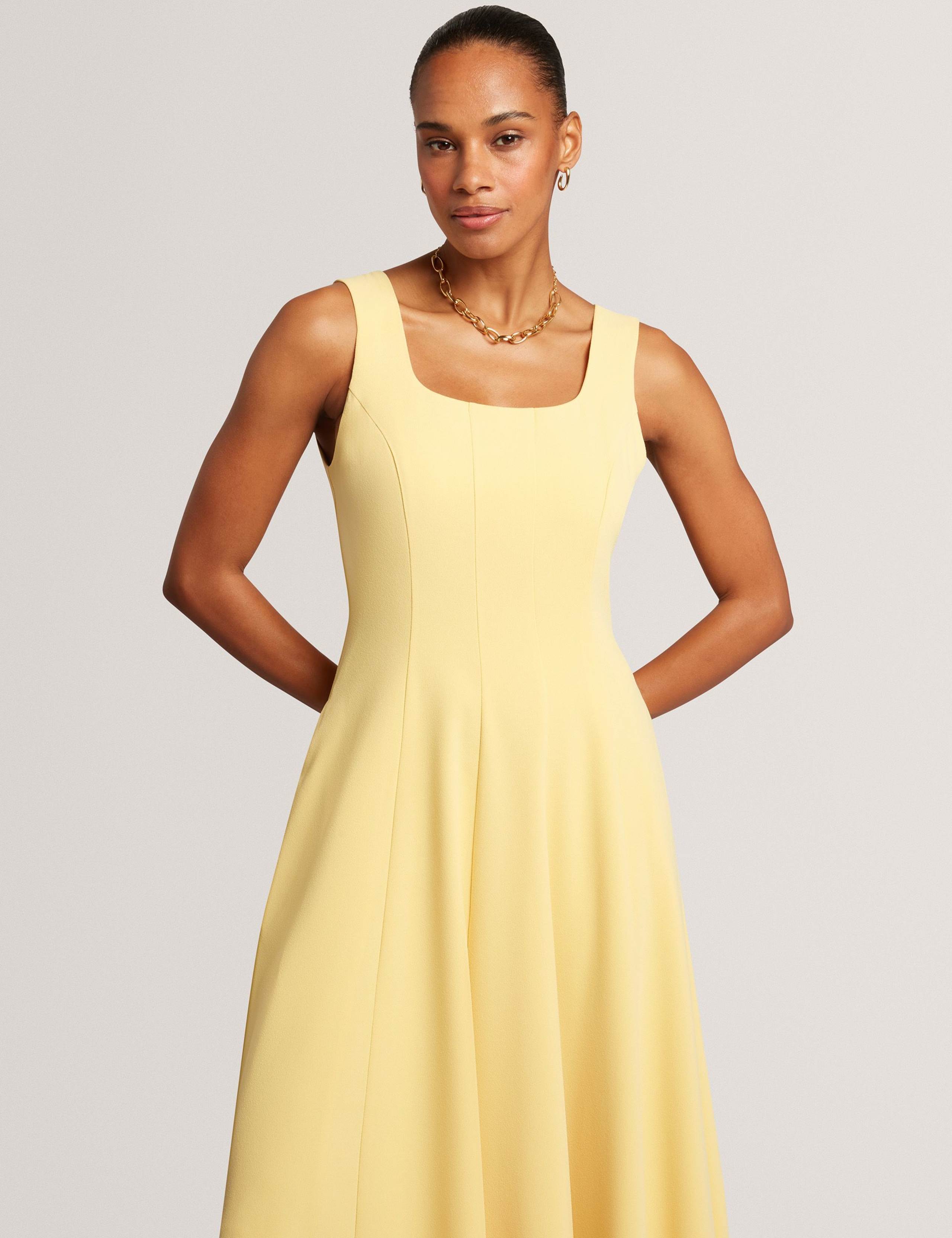 Square Neck Pleated Midi Skater Dress 3 of 7